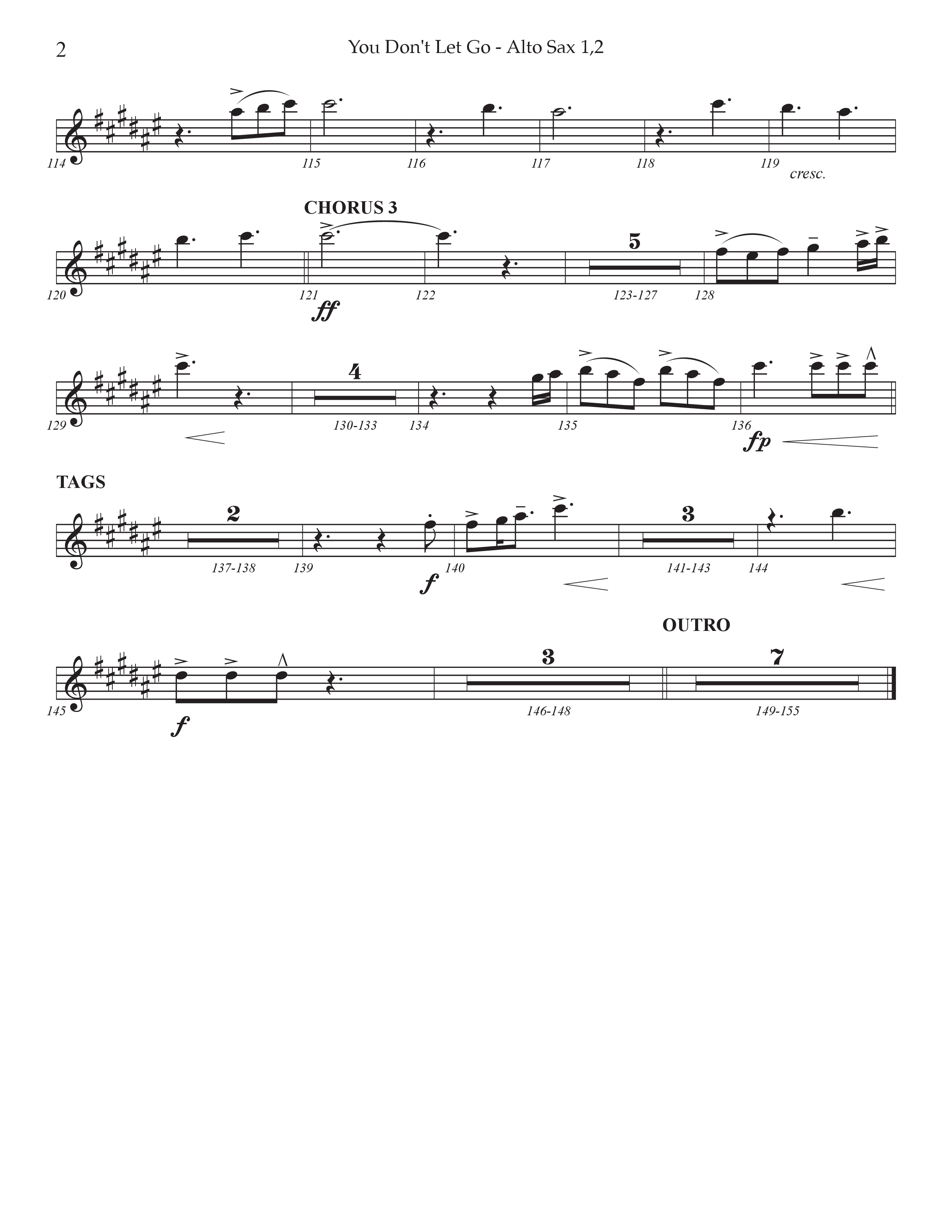 You Don't Let Go (Choral Anthem SATB) Alto Sax 1/2 (Prestonwood Worship / Arr. Jonathan Walker)