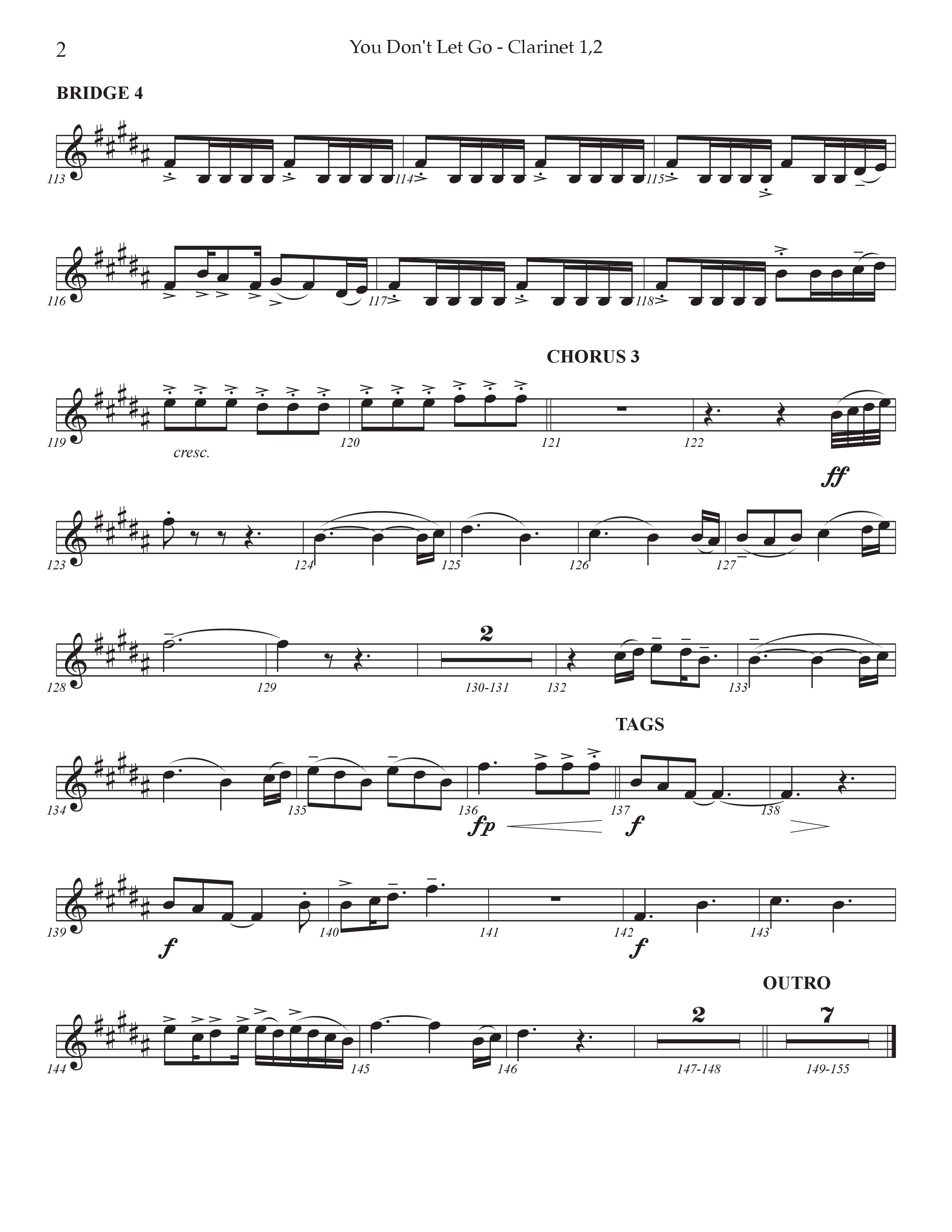 You Don't Let Go (Choral Anthem SATB) Clarinet 1/2 (Prestonwood Worship / Arr. Jonathan Walker)