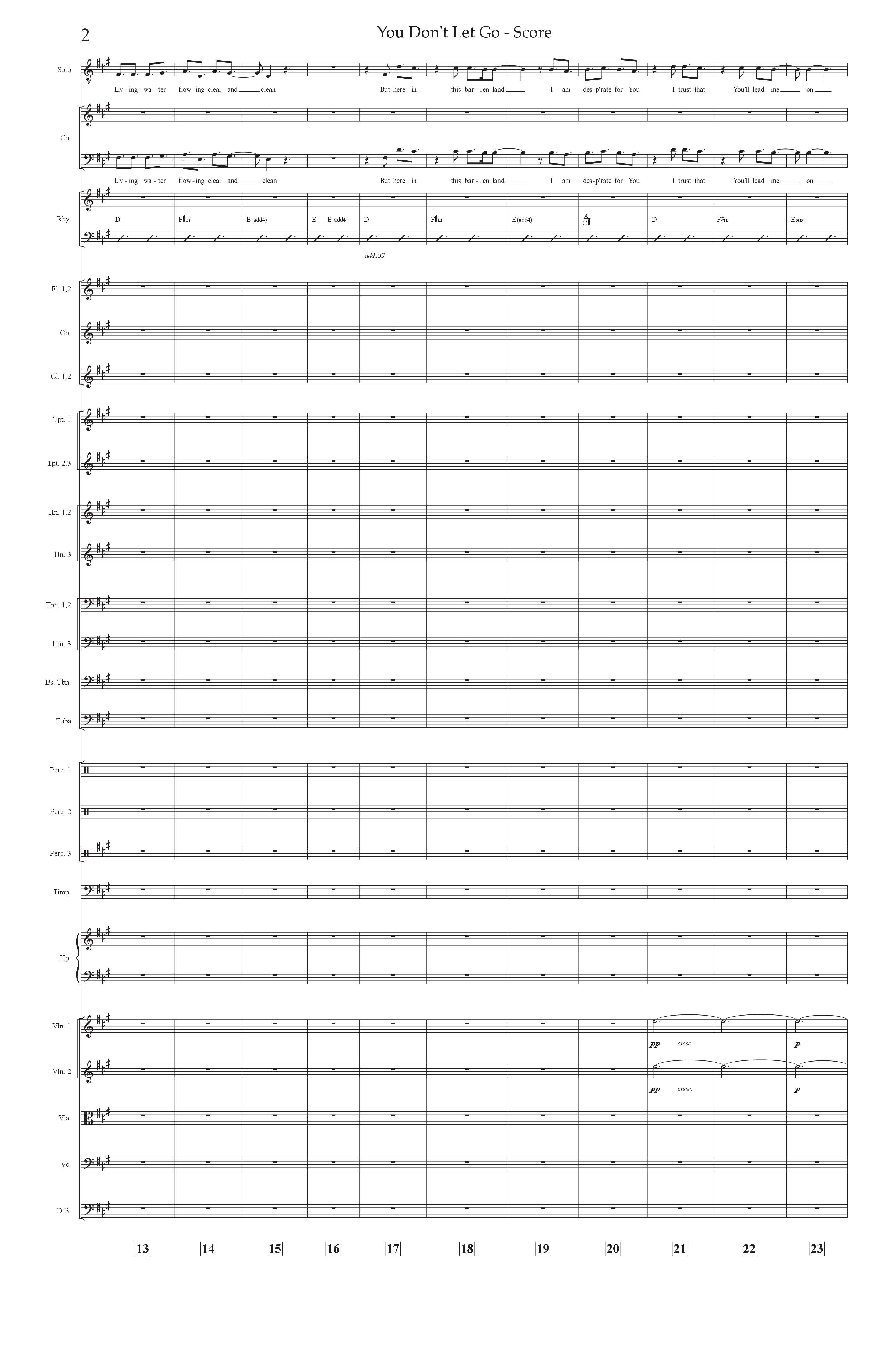 You Don't Let Go (Choral Anthem SATB) Orchestration (Prestonwood Worship / Arr. Jonathan Walker)