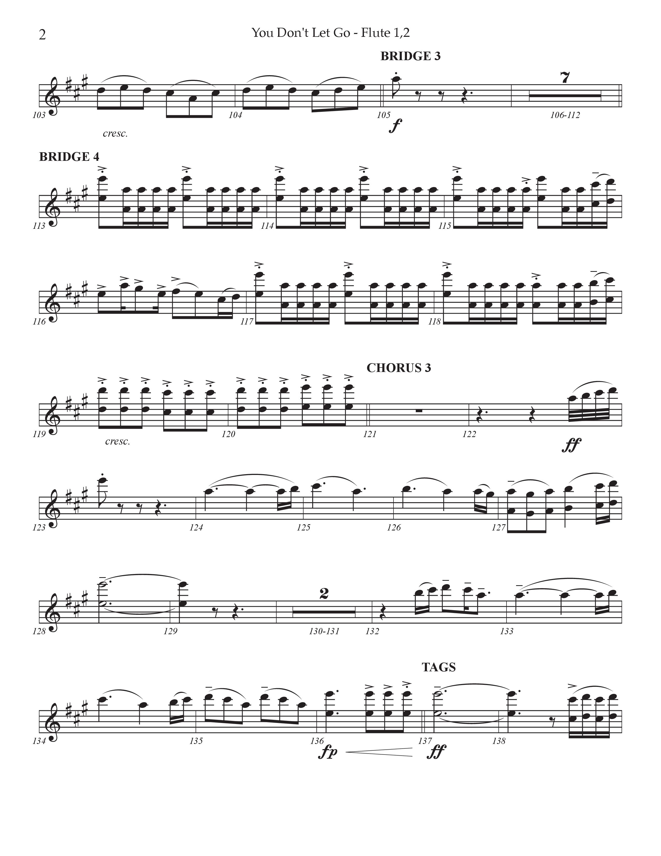 You Don't Let Go (Choral Anthem SATB) Flute 1/2 (Prestonwood Worship / Arr. Jonathan Walker)