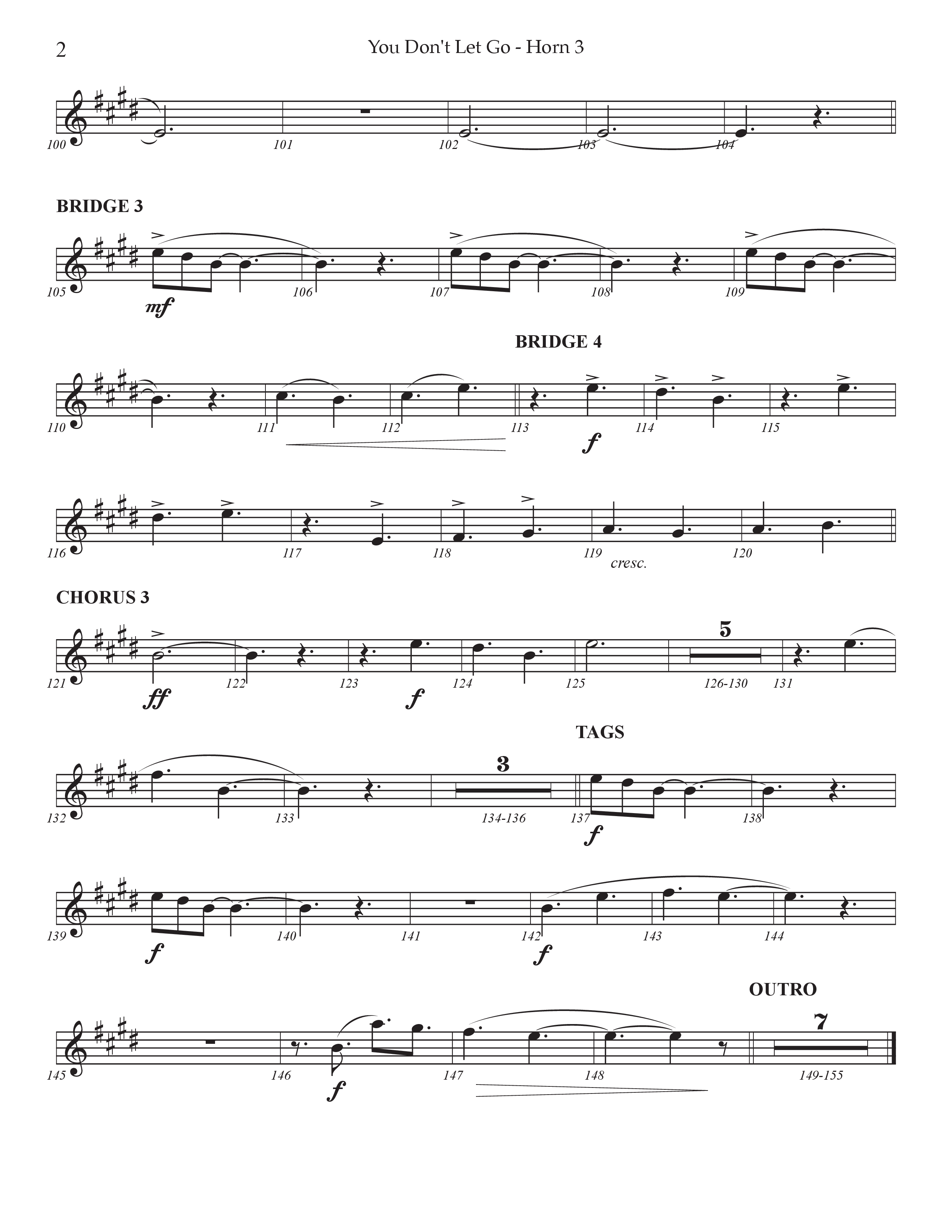 You Don't Let Go (Choral Anthem SATB) French Horn 3 (Prestonwood Worship / Arr. Jonathan Walker)