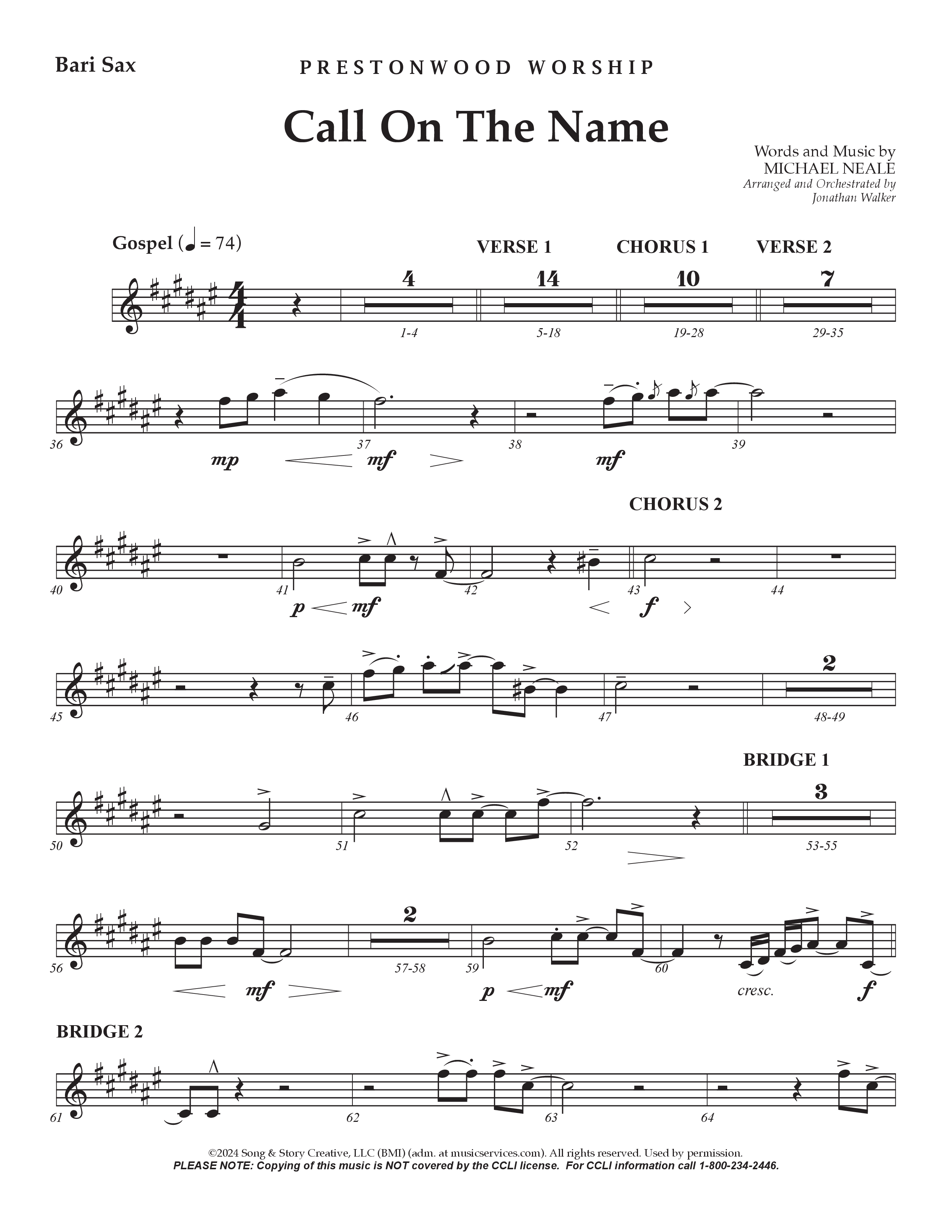Call On The Name (Choral Anthem SATB) Bari Sax (Prestonwood Worship / Arr. Jonathan Walker)