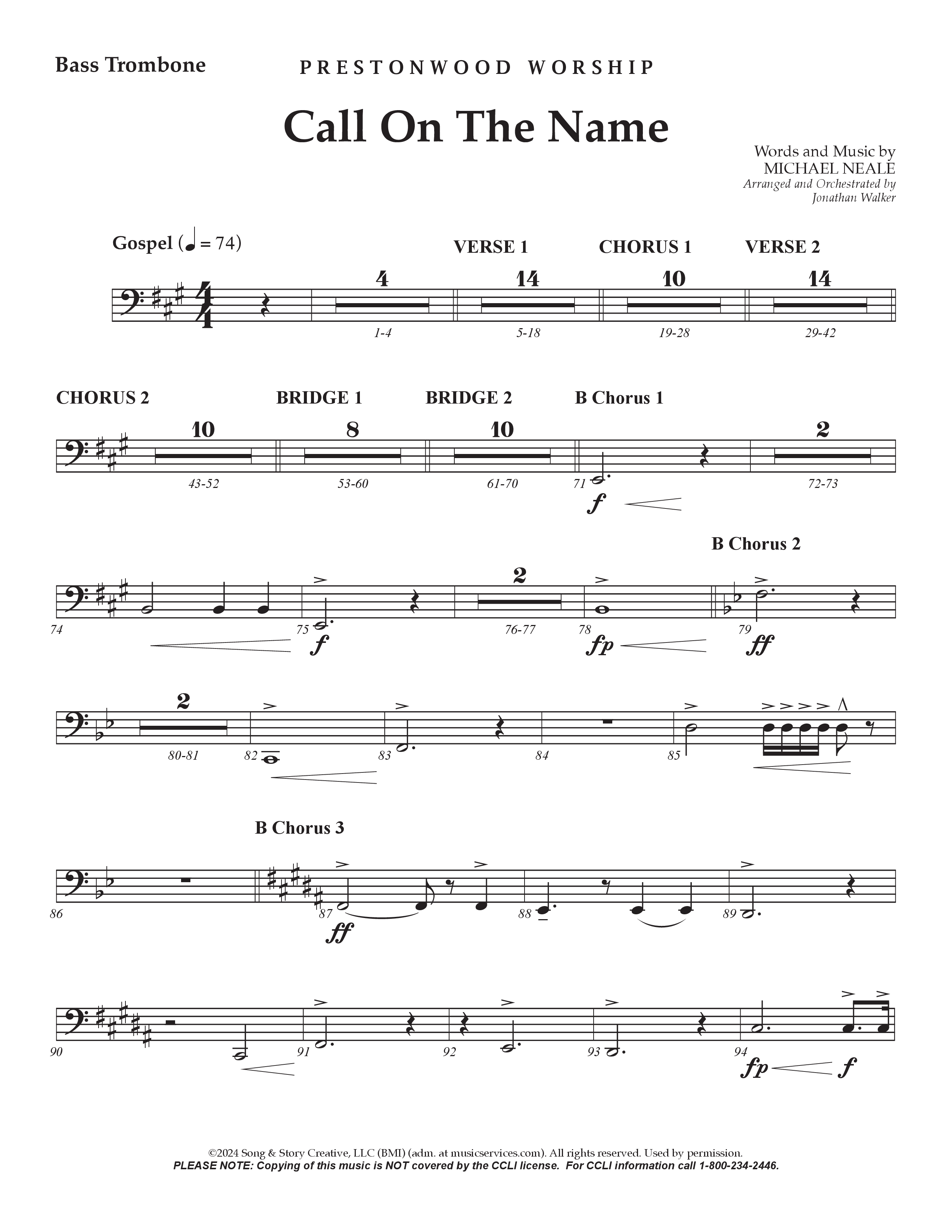 Call On The Name (Choral Anthem SATB) Bass Trombone (Prestonwood Worship / Arr. Jonathan Walker)