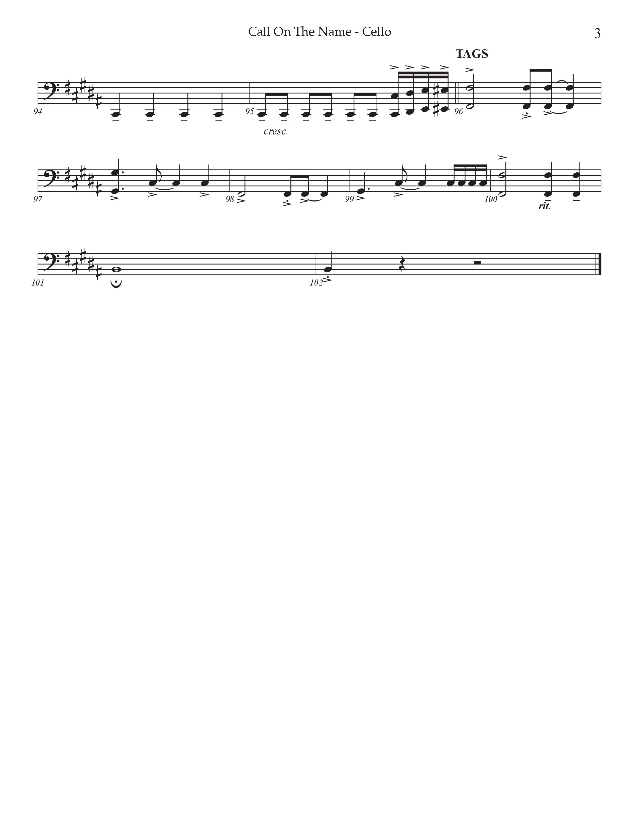 Call On The Name (Choral Anthem SATB) Cello (Prestonwood Worship / Arr. Jonathan Walker)