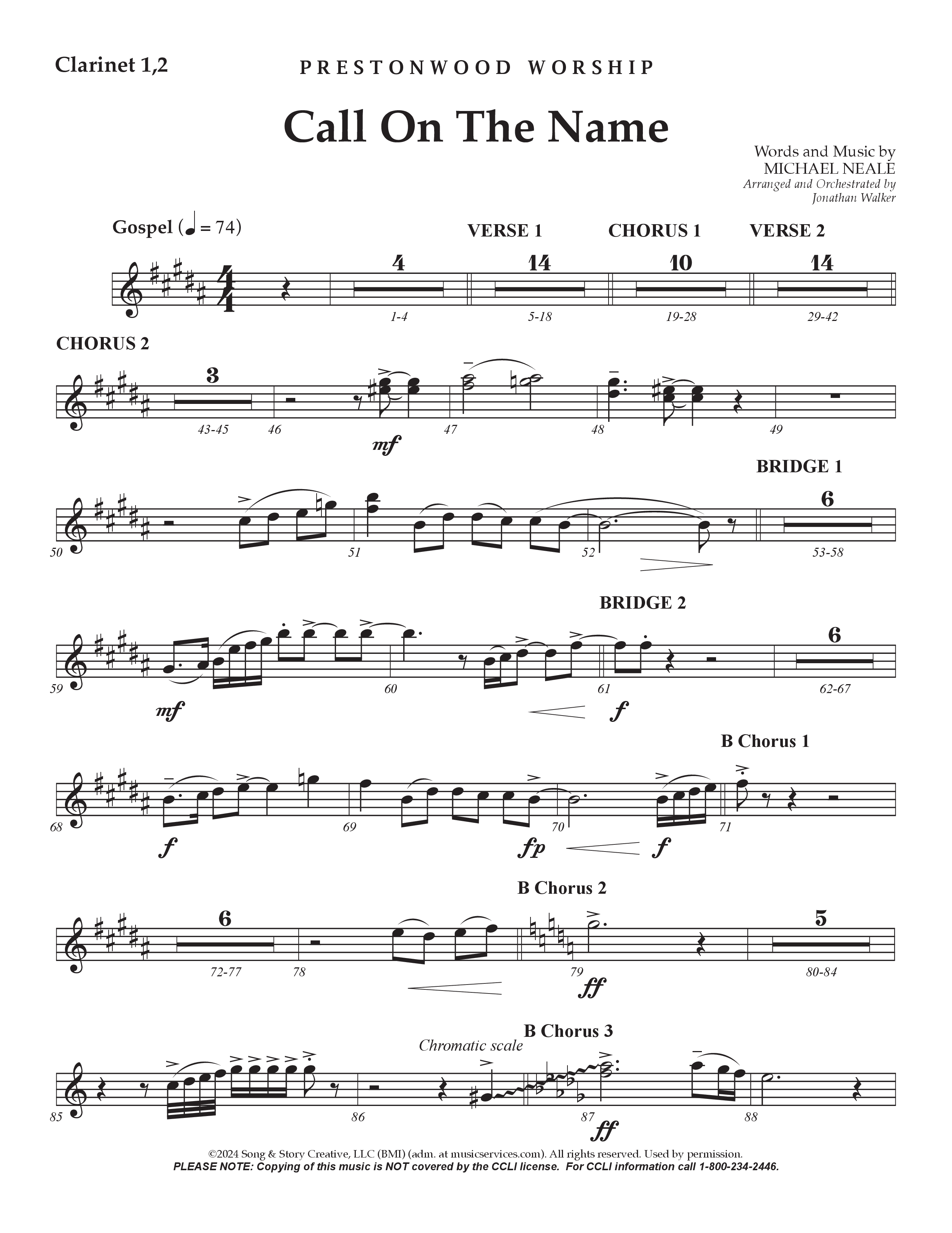 Call On The Name (Choral Anthem SATB) Clarinet 1/2 (Prestonwood Worship / Arr. Jonathan Walker)