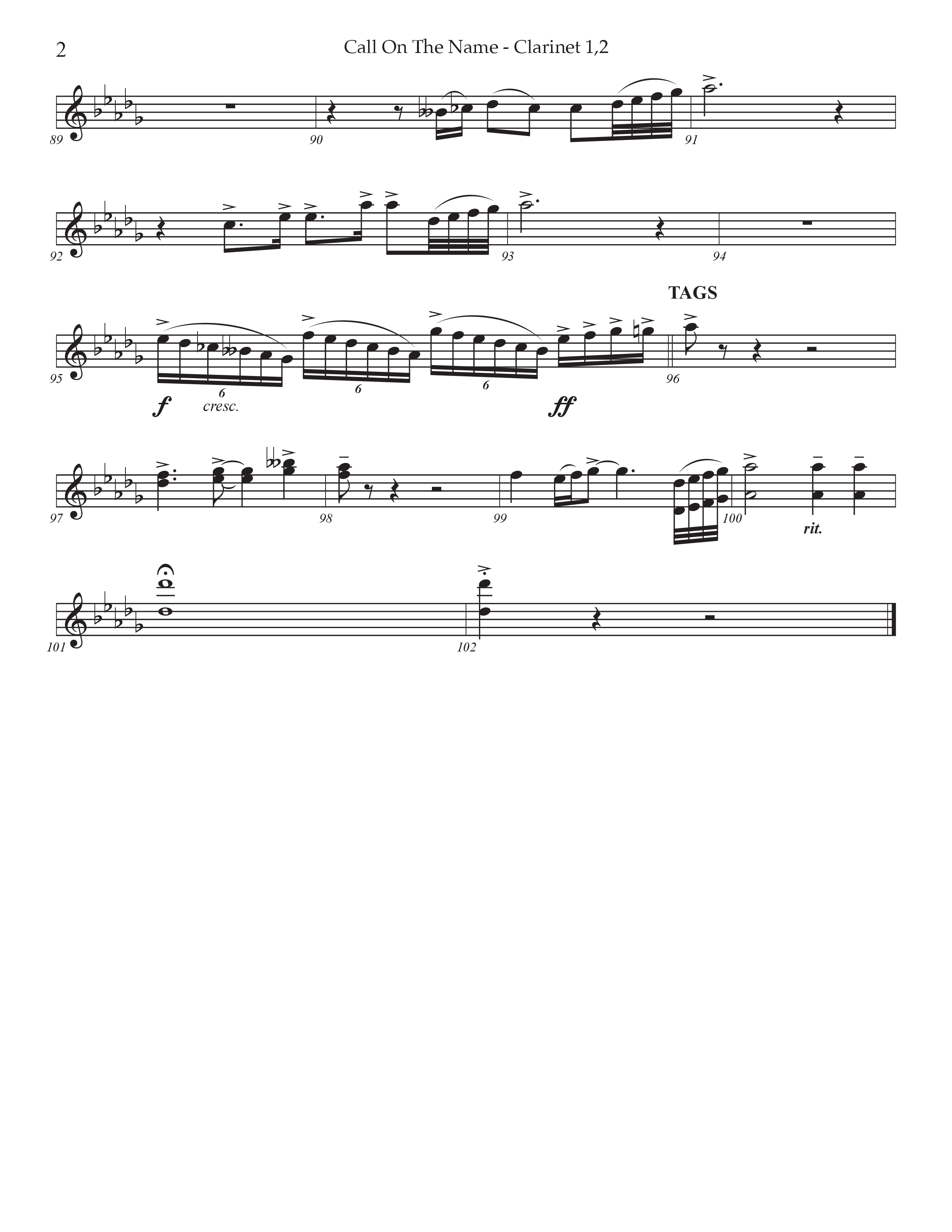 Call On The Name (Choral Anthem SATB) Clarinet 1/2 (Prestonwood Worship / Arr. Jonathan Walker)