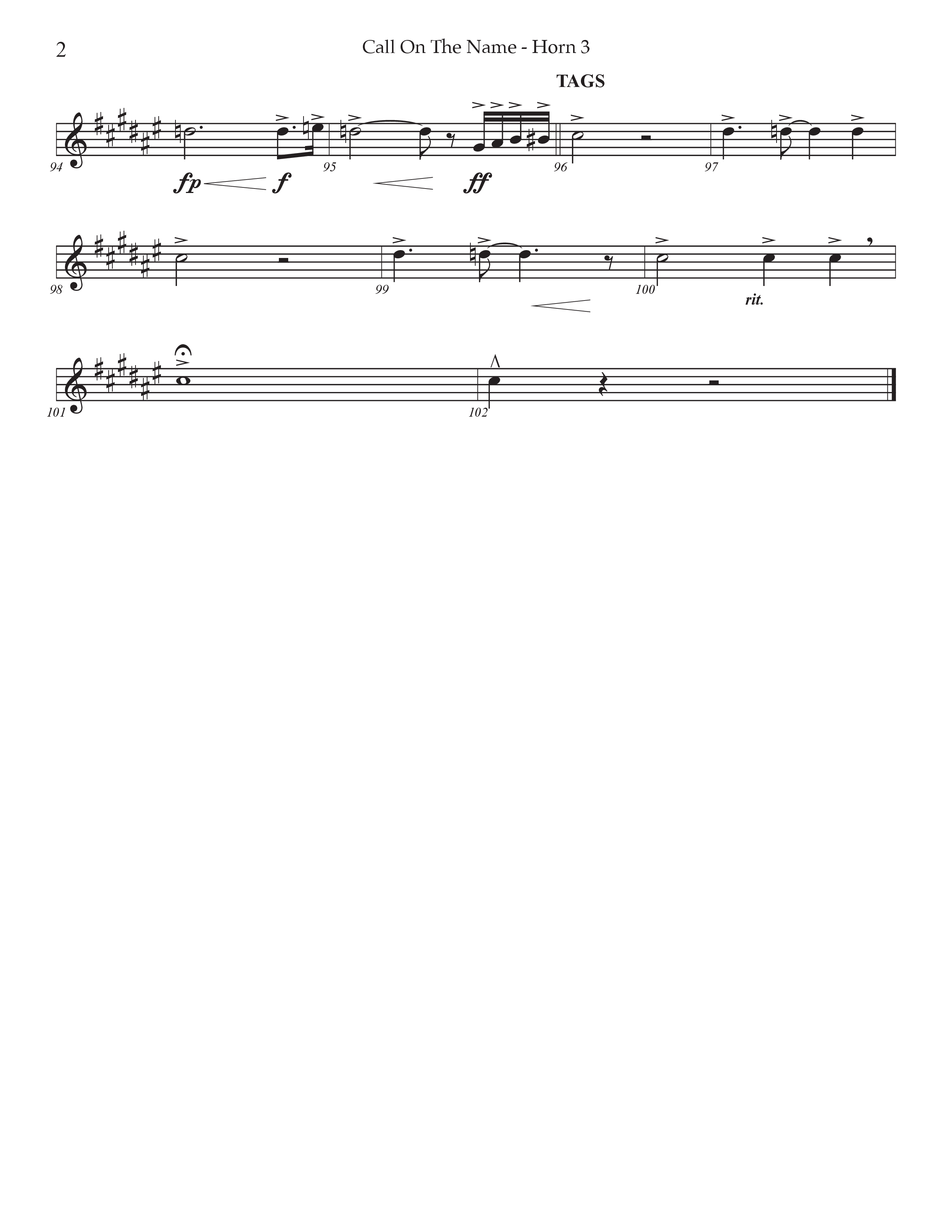 Call On The Name (Choral Anthem SATB) French Horn 3 (Prestonwood Worship / Arr. Jonathan Walker)