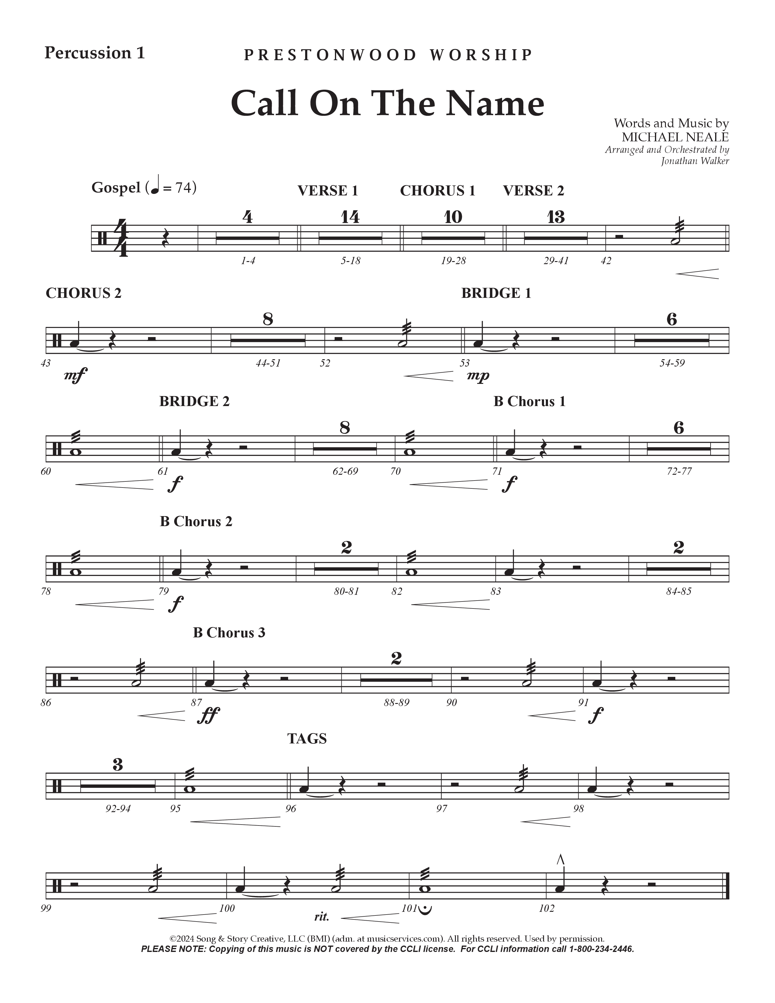 Call On The Name (Choral Anthem SATB) Percussion (Prestonwood Worship / Arr. Jonathan Walker)