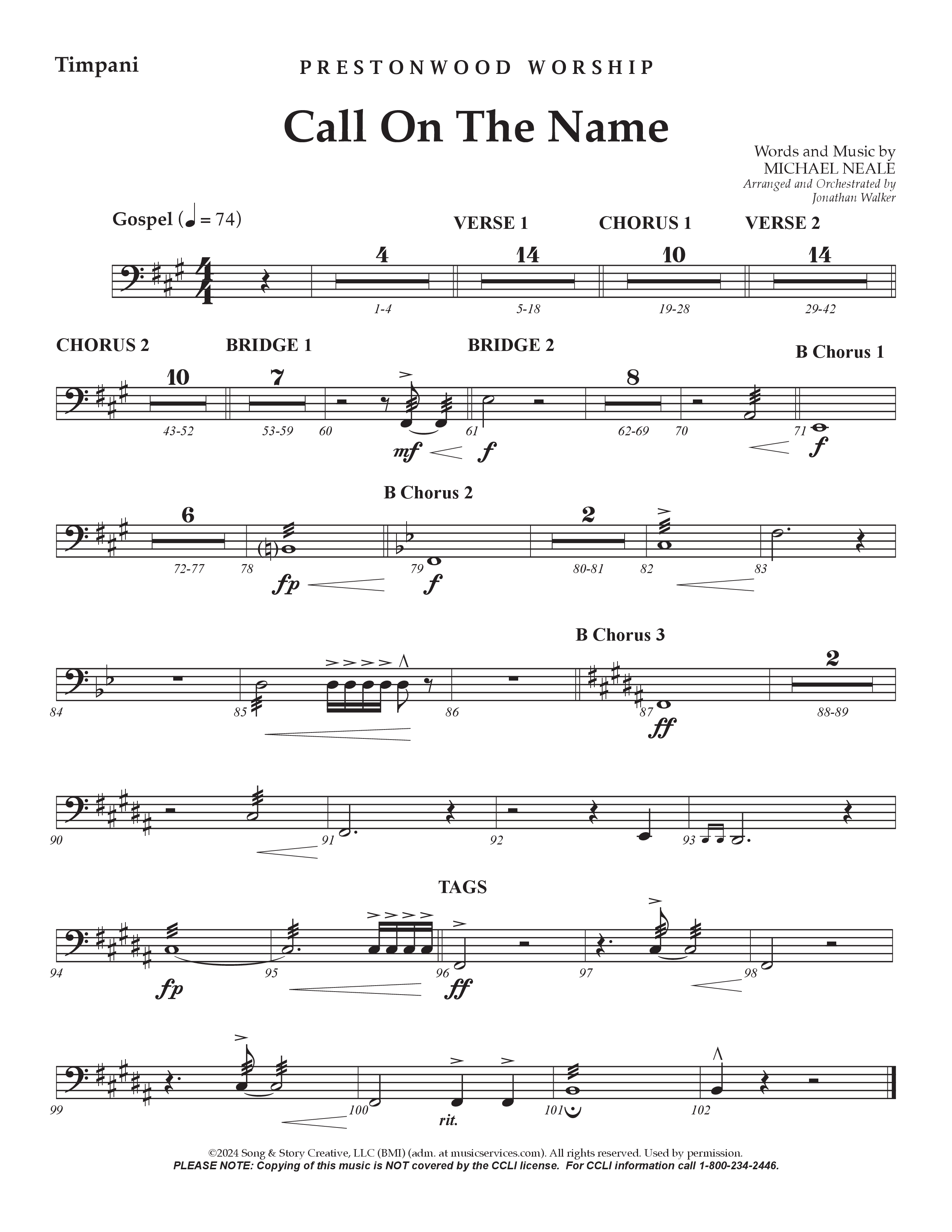Call On The Name (Choral Anthem SATB) Timpani (Prestonwood Worship / Arr. Jonathan Walker)