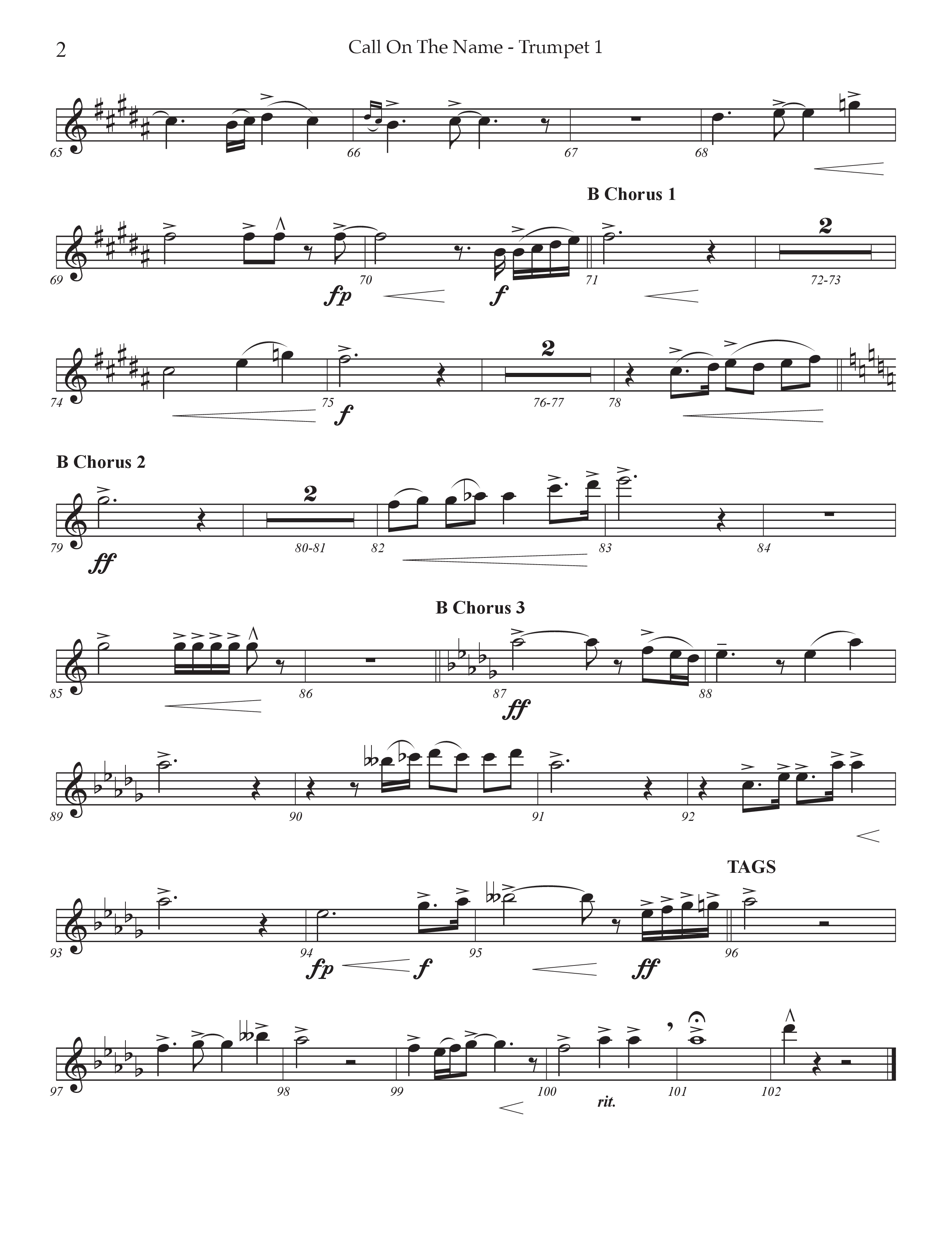 Call On The Name (Choral Anthem SATB) Trumpet 1 (Prestonwood Worship / Arr. Jonathan Walker)