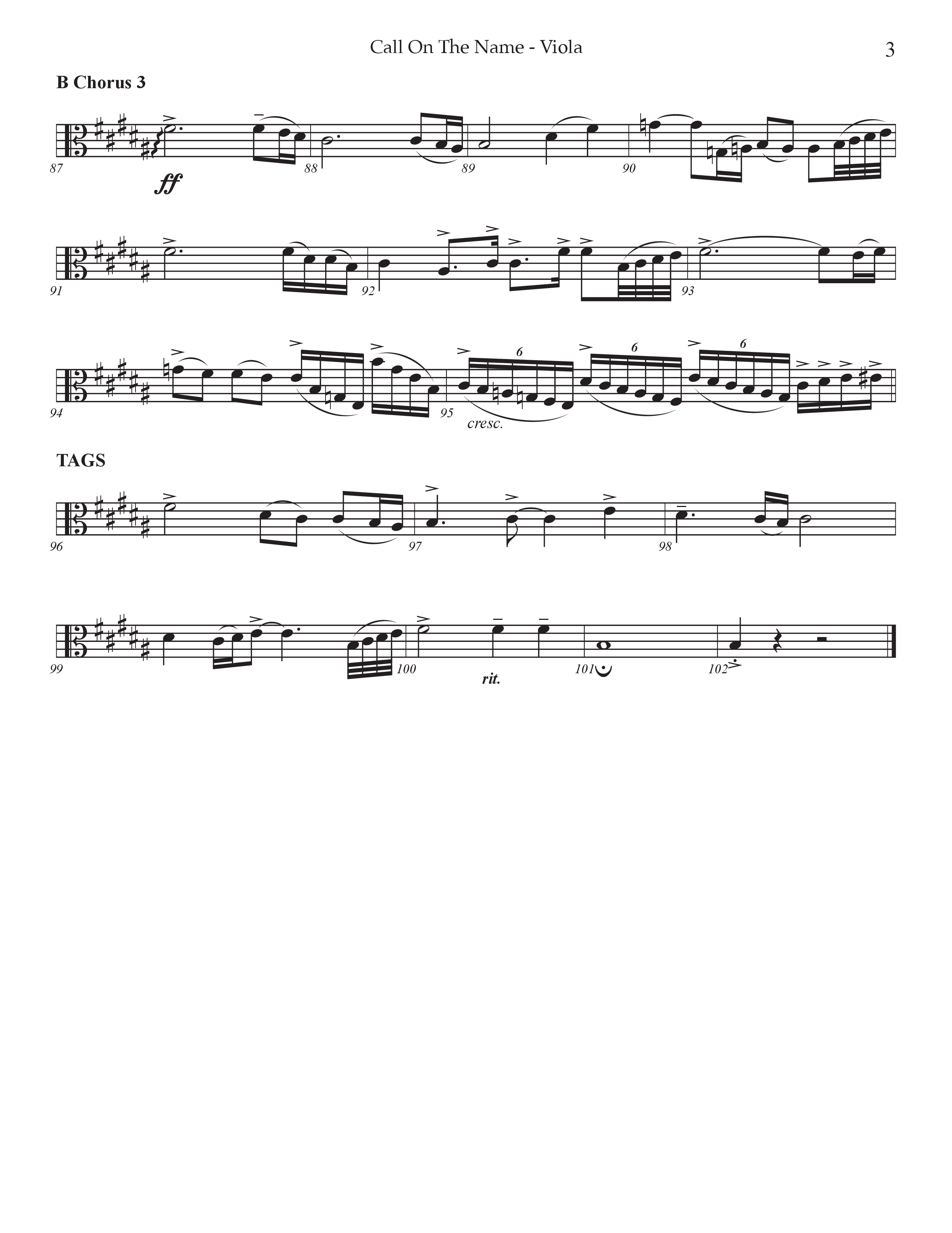 Call On The Name (Choral Anthem SATB) Viola (Prestonwood Worship / Arr. Jonathan Walker)