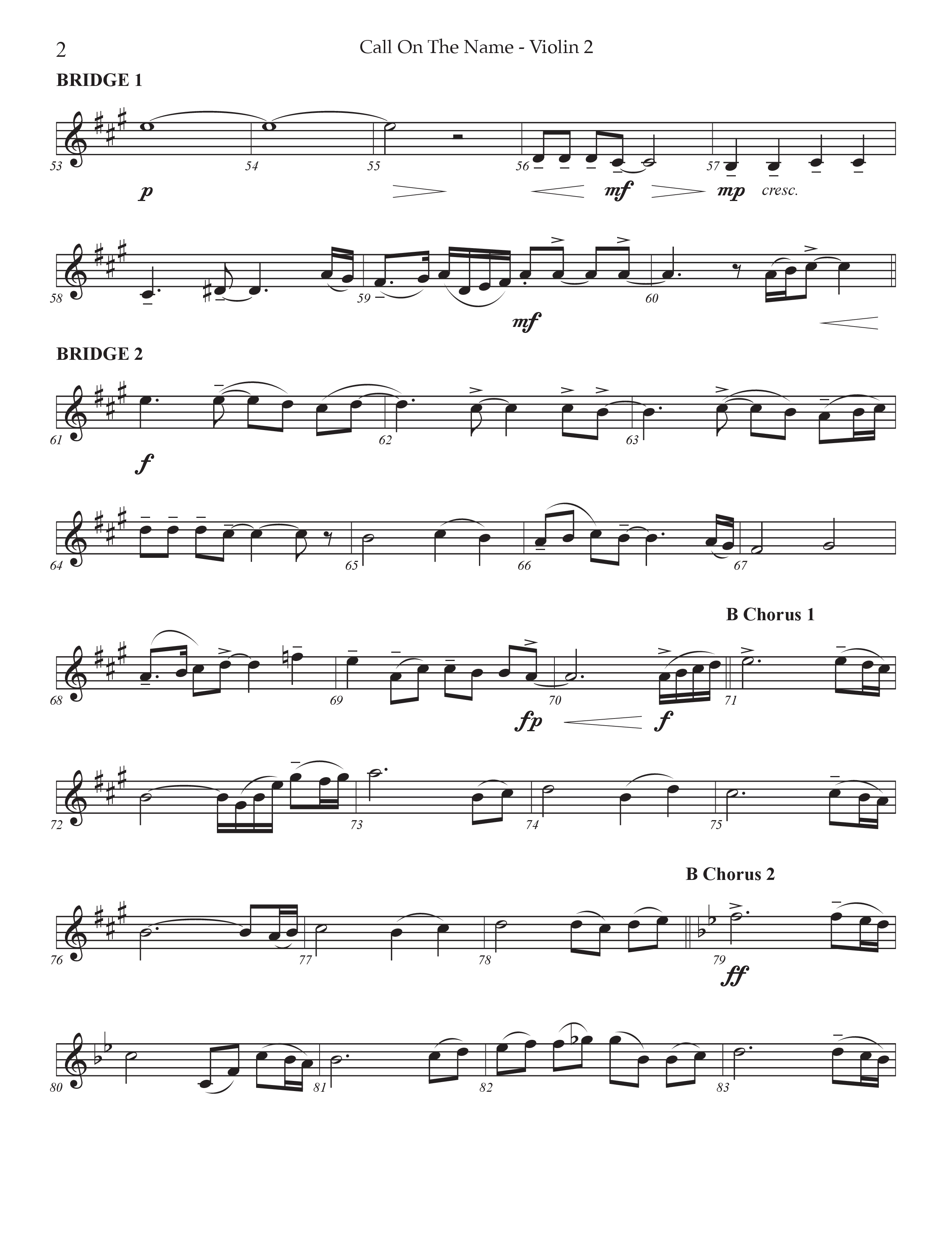 Call On The Name (Choral Anthem SATB) Violin 2 (Prestonwood Worship / Arr. Jonathan Walker)