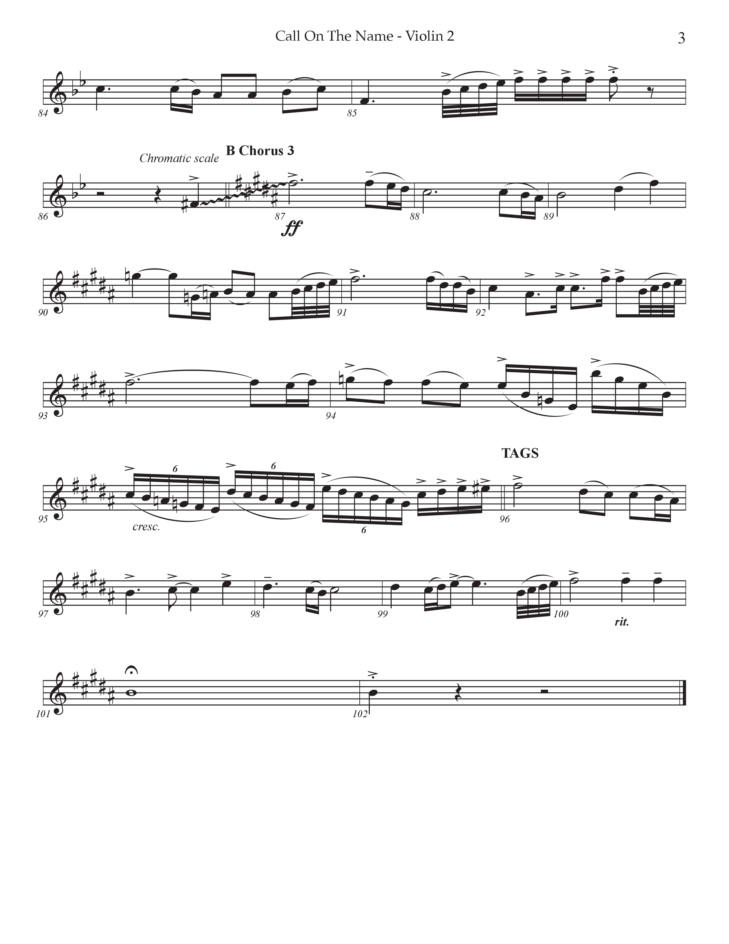 Call On The Name (Choral Anthem SATB) Violin 2 (Prestonwood Worship / Arr. Jonathan Walker)