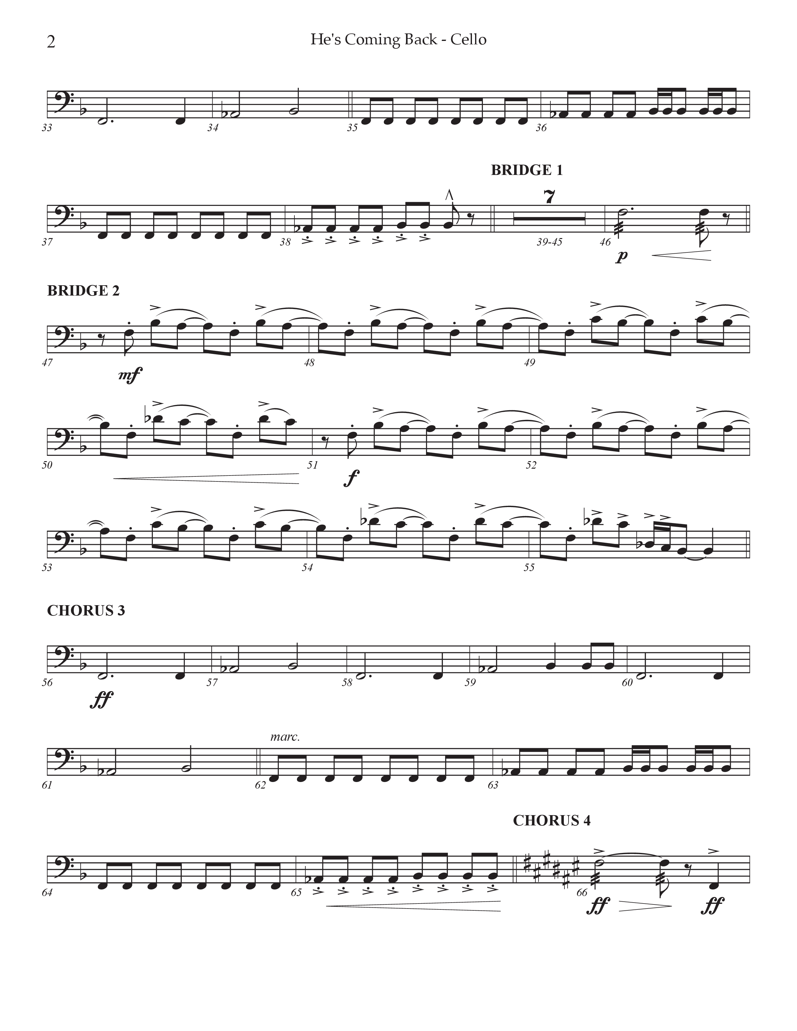 He's Coming Back (Choral Anthem SATB) Cello (Prestonwood Worship / Arr. Jonathan Walker)