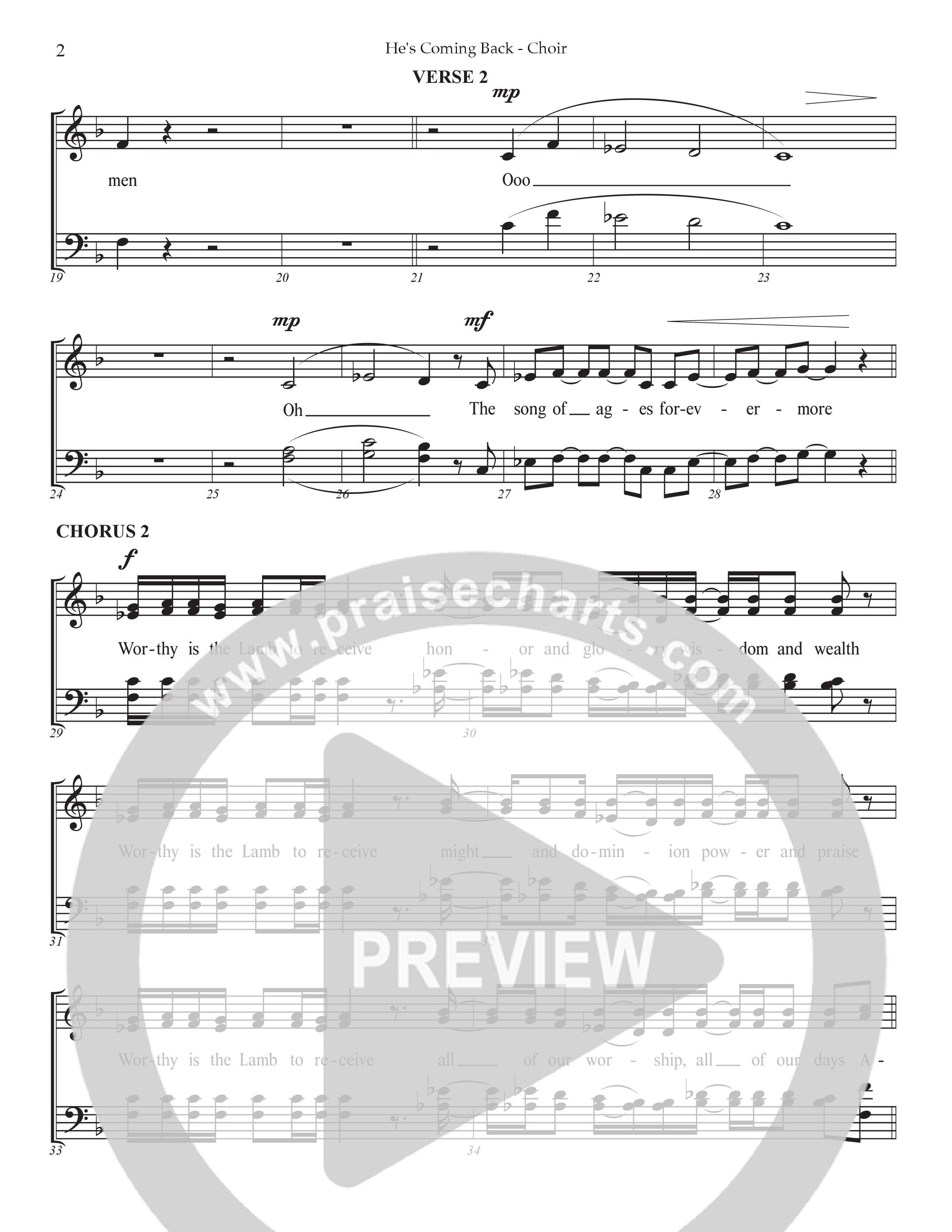 He's Coming Back (Choral Anthem SATB) Choral Vocal Pack (Prestonwood Worship / Arr. Jonathan Walker)