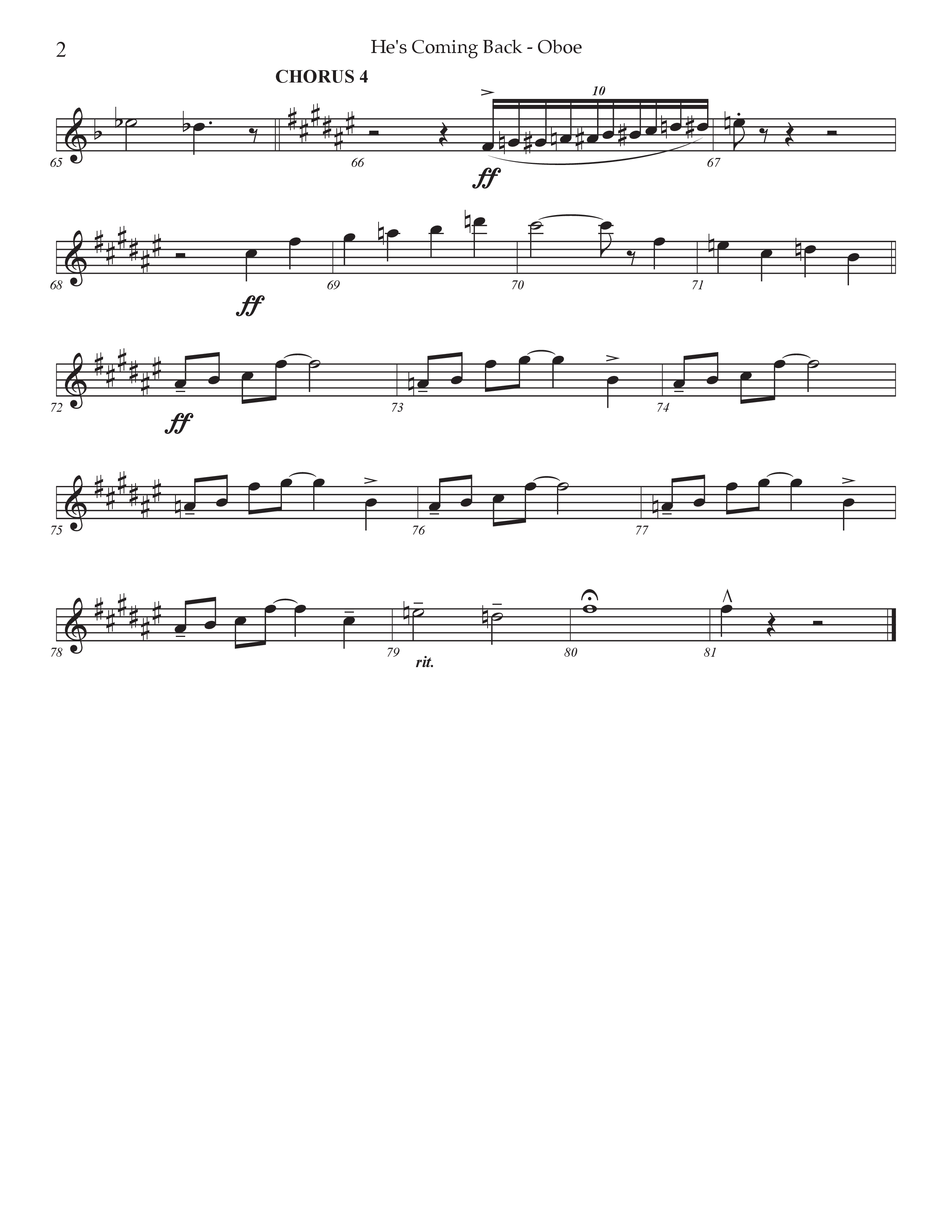 He's Coming Back (Choral Anthem SATB) Oboe (Prestonwood Worship / Arr. Jonathan Walker)