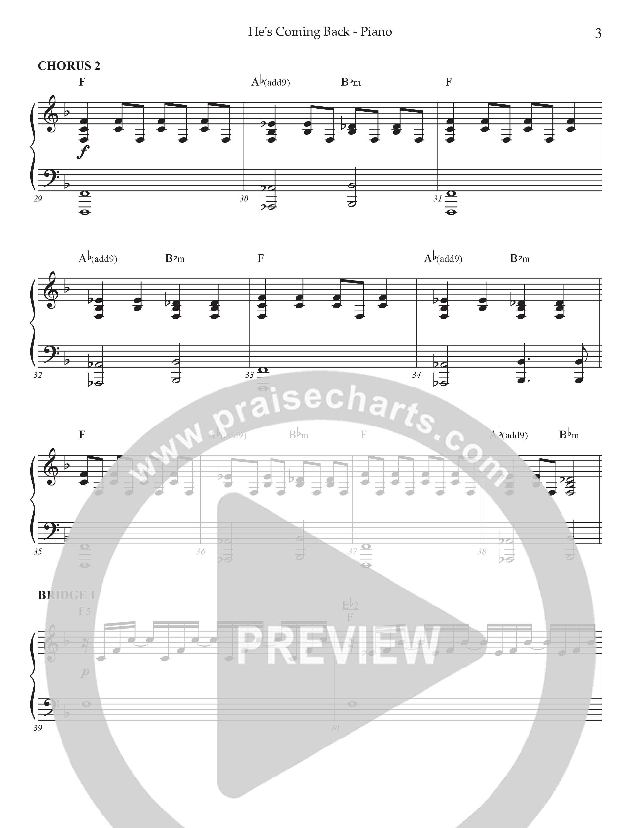 He's Coming Back (Choral Anthem SATB) Piano Sheet (Prestonwood Worship / Arr. Jonathan Walker)