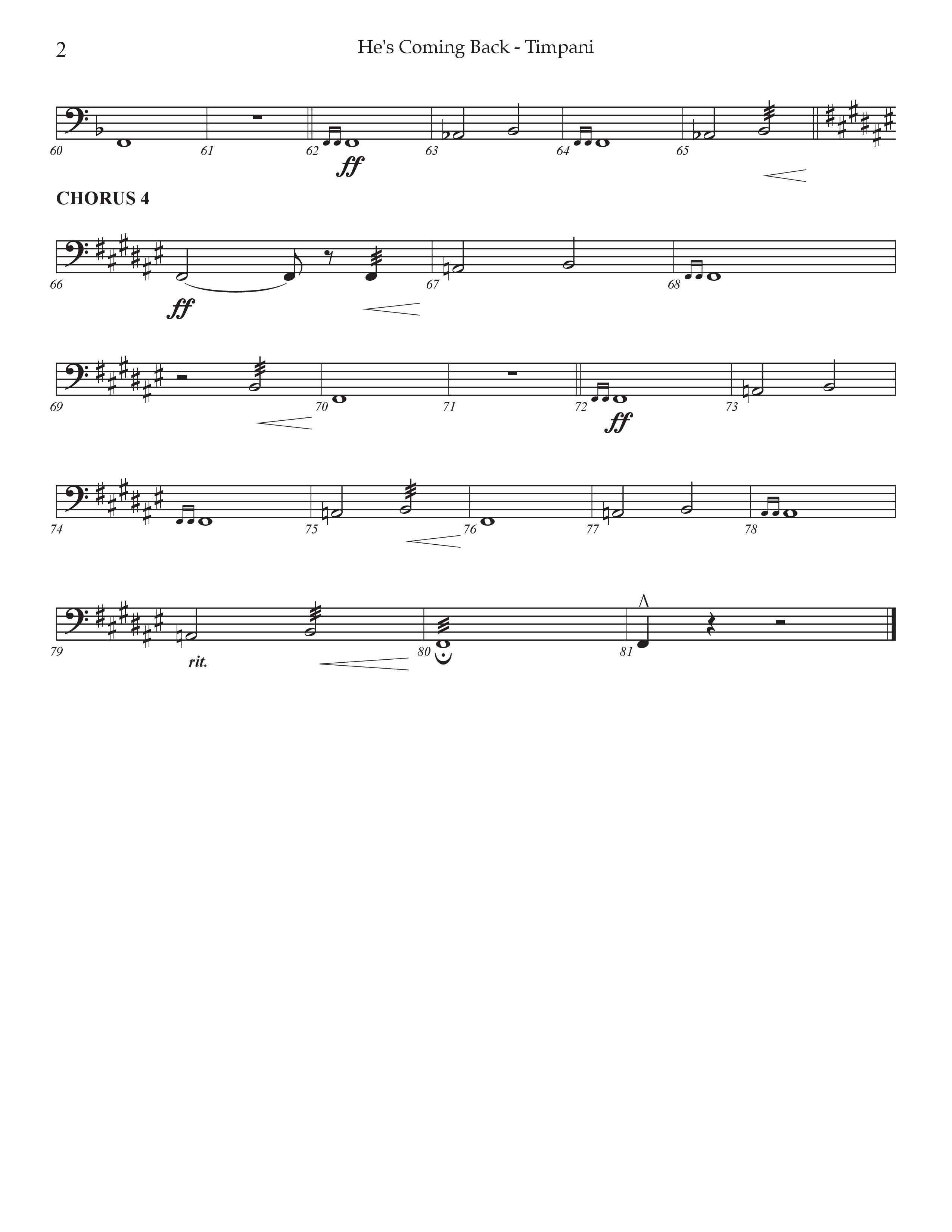 He's Coming Back (Choral Anthem SATB) Timpani (Prestonwood Worship / Arr. Jonathan Walker)