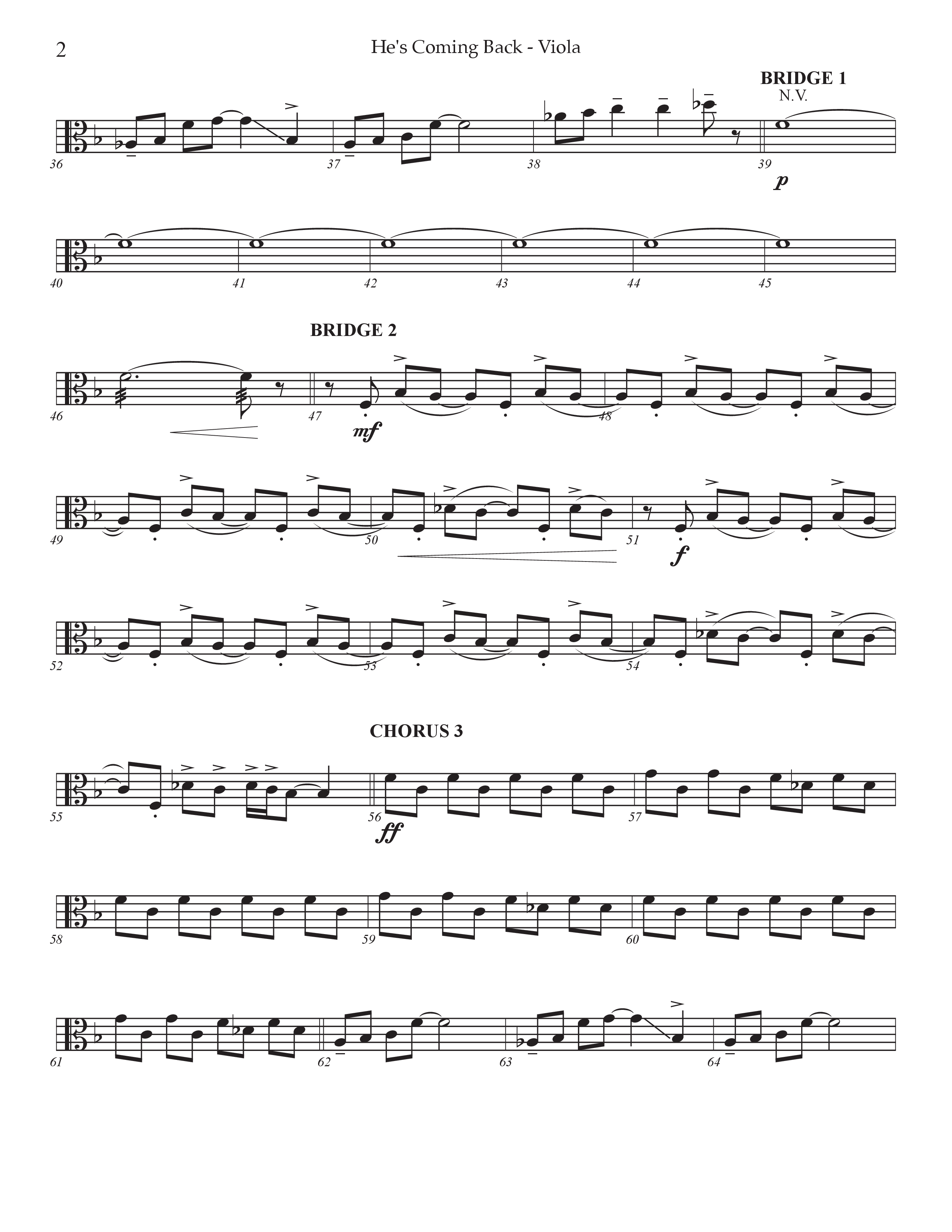 He's Coming Back (Choral Anthem SATB) Viola (Prestonwood Worship / Arr. Jonathan Walker)