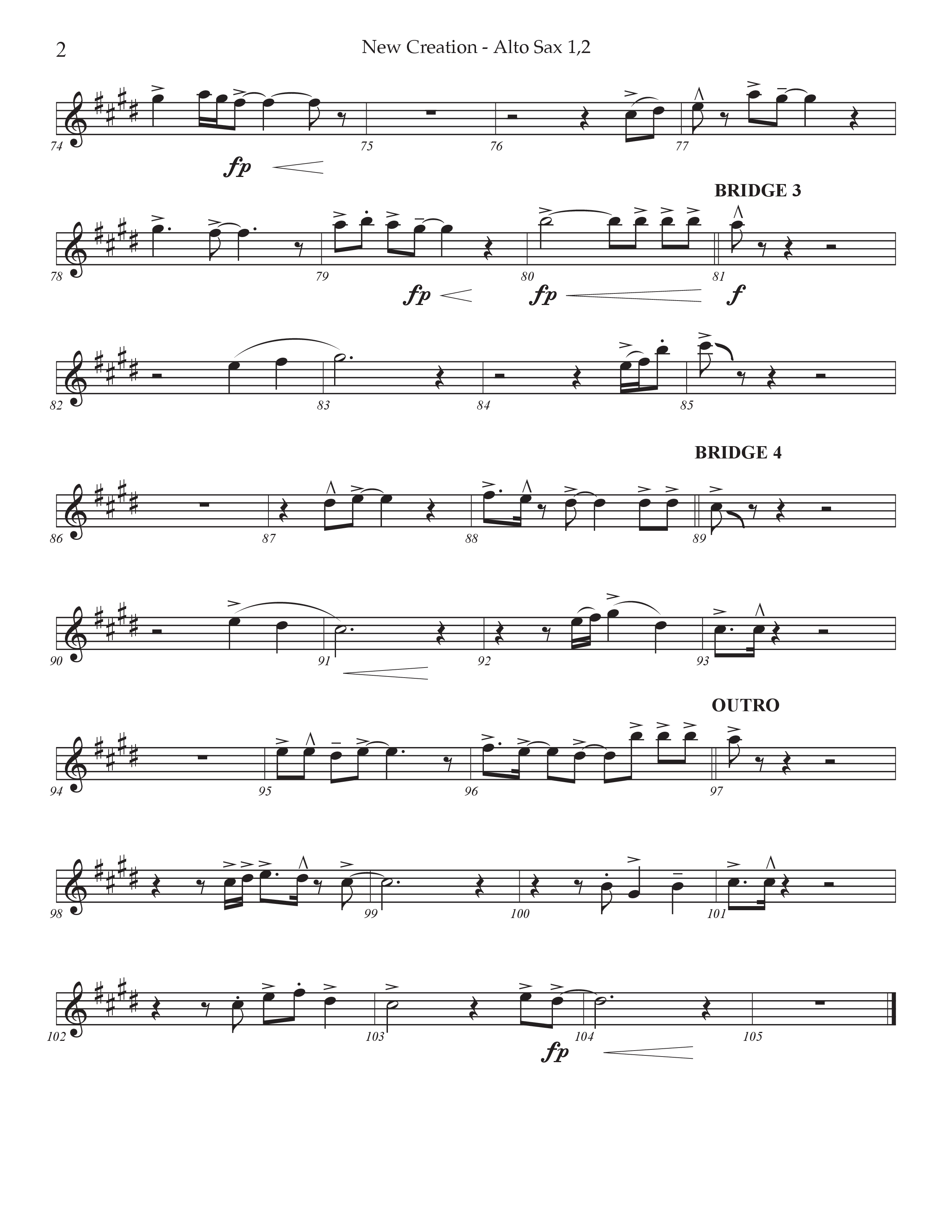 New Creation (Choral Anthem SATB) Alto Sax 1/2 (Prestonwood Worship / Arr. Jonathan Walker)