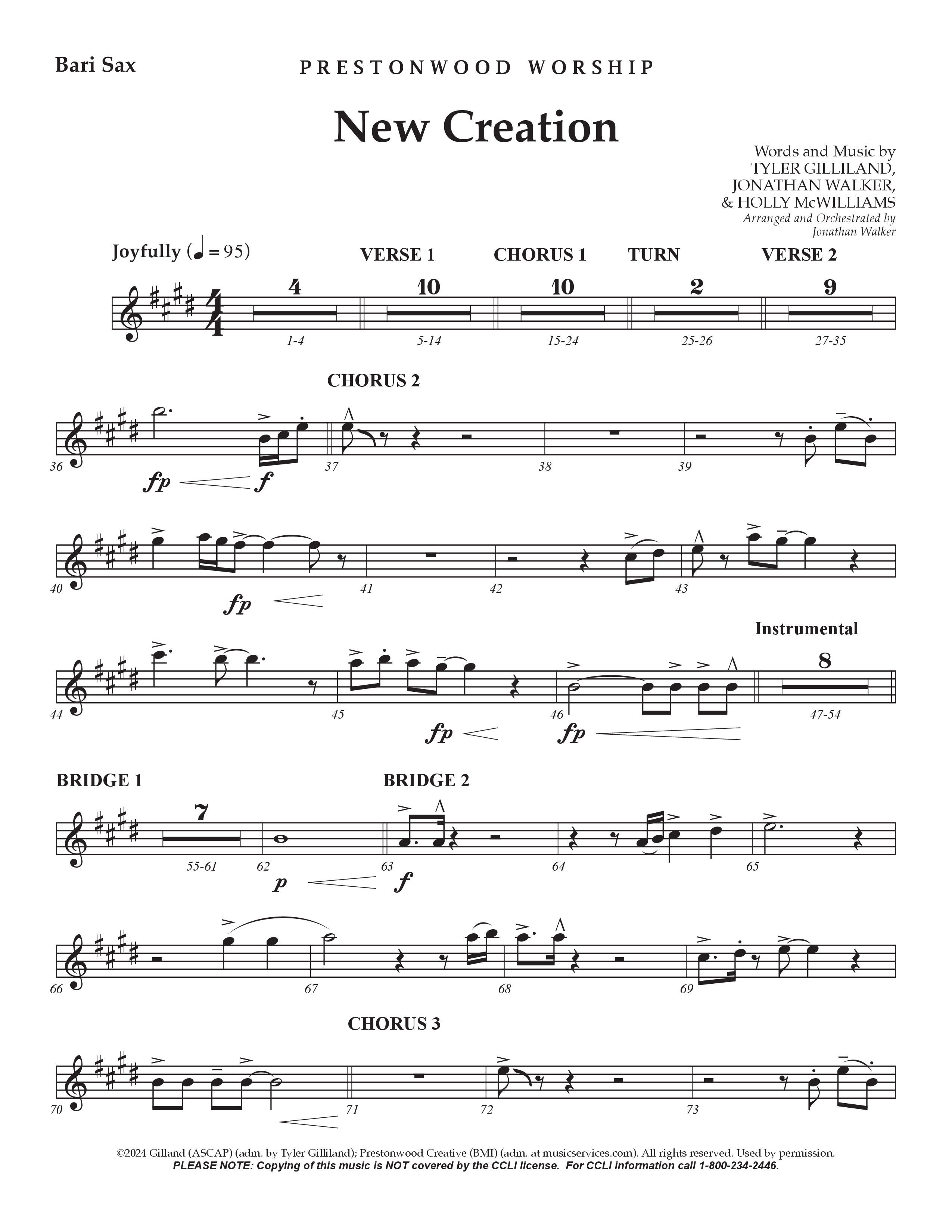 New Creation (Choral Anthem SATB) Bari Sax (Prestonwood Worship / Arr. Jonathan Walker)