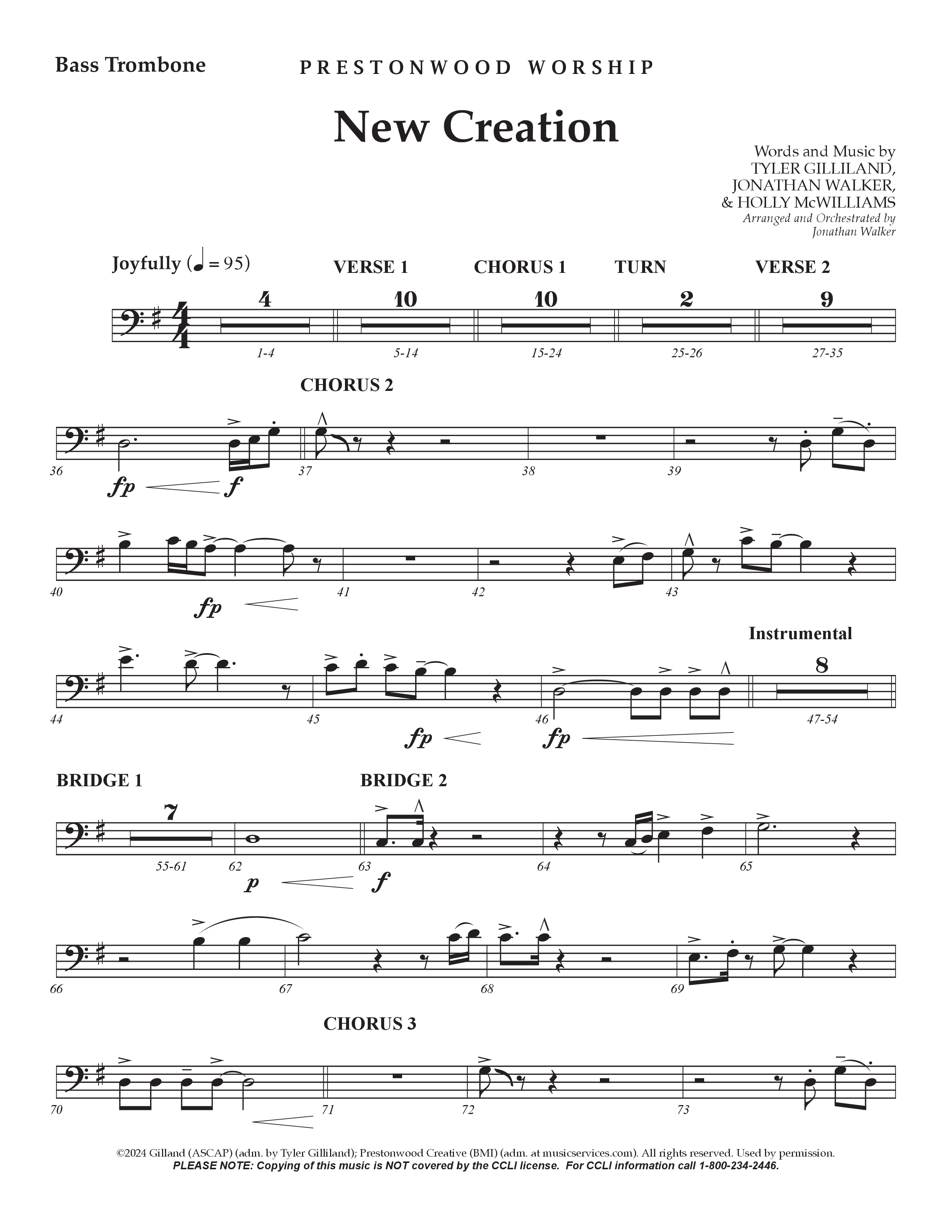 New Creation (Choral Anthem SATB) Bass Trombone (Prestonwood Worship / Arr. Jonathan Walker)