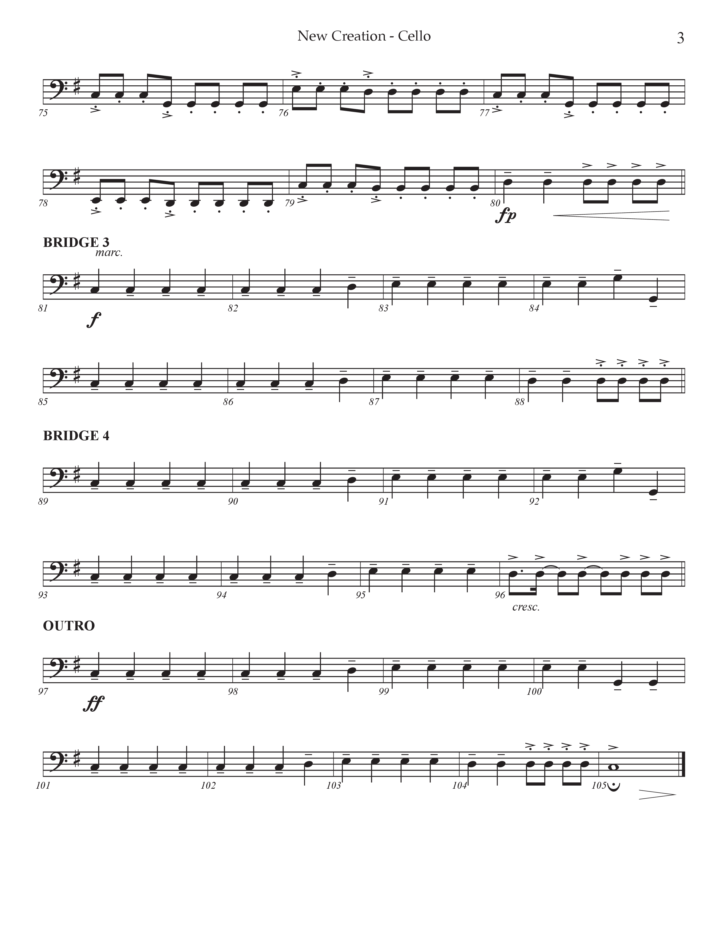New Creation (Choral Anthem SATB) Cello (Prestonwood Worship / Arr. Jonathan Walker)