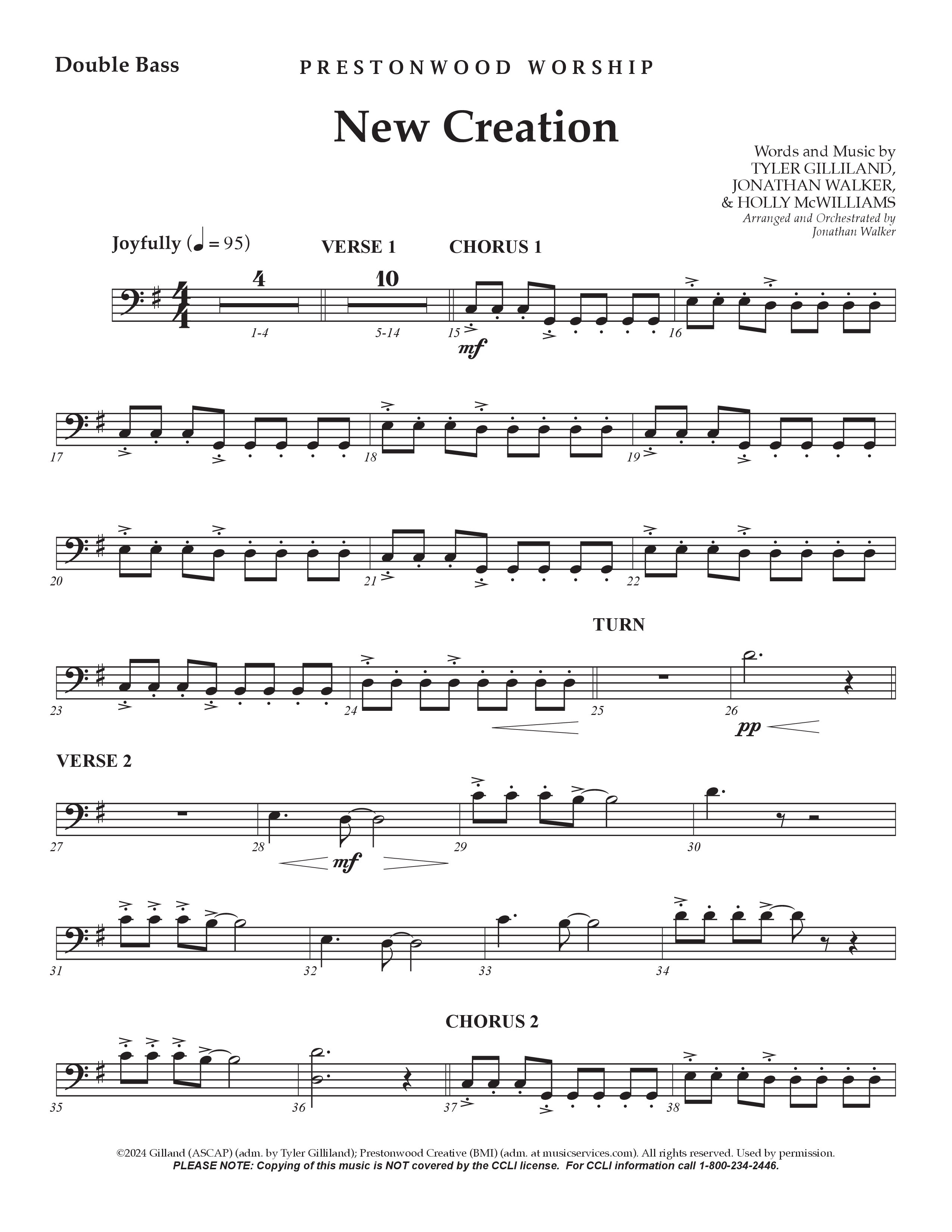 New Creation (Choral Anthem SATB) Double Bass (Prestonwood Worship / Arr. Jonathan Walker)