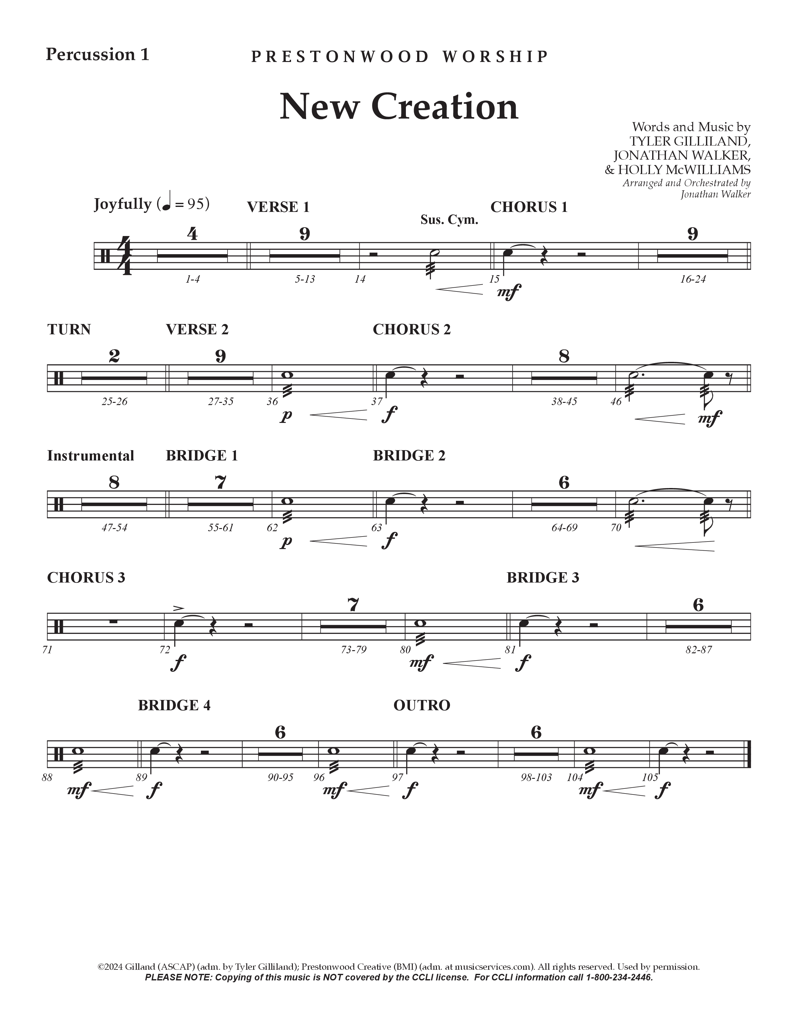 New Creation (Choral Anthem SATB) Percussion (Prestonwood Worship / Arr. Jonathan Walker)