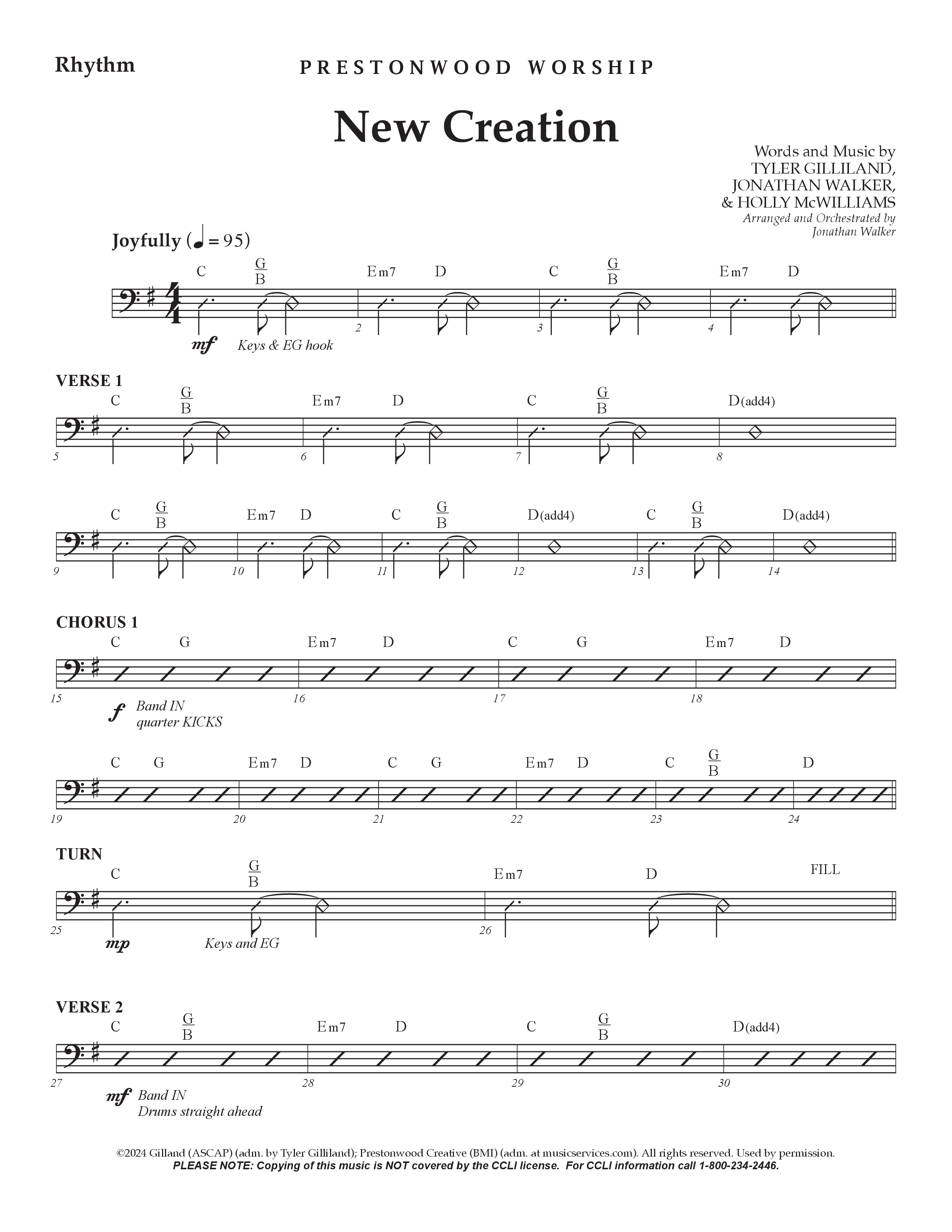 New Creation (Choral Anthem SATB) Rhythm Chart (Prestonwood Worship / Arr. Jonathan Walker)