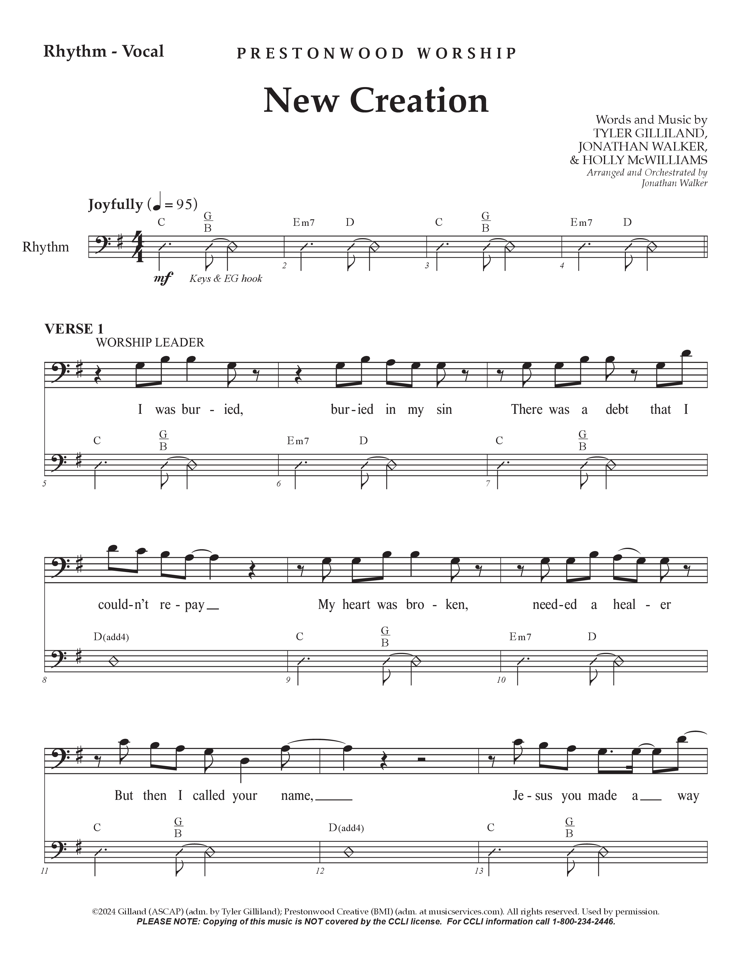 New Creation (Choral Anthem SATB) Rhythm/Vocal (Prestonwood Worship / Arr. Jonathan Walker)