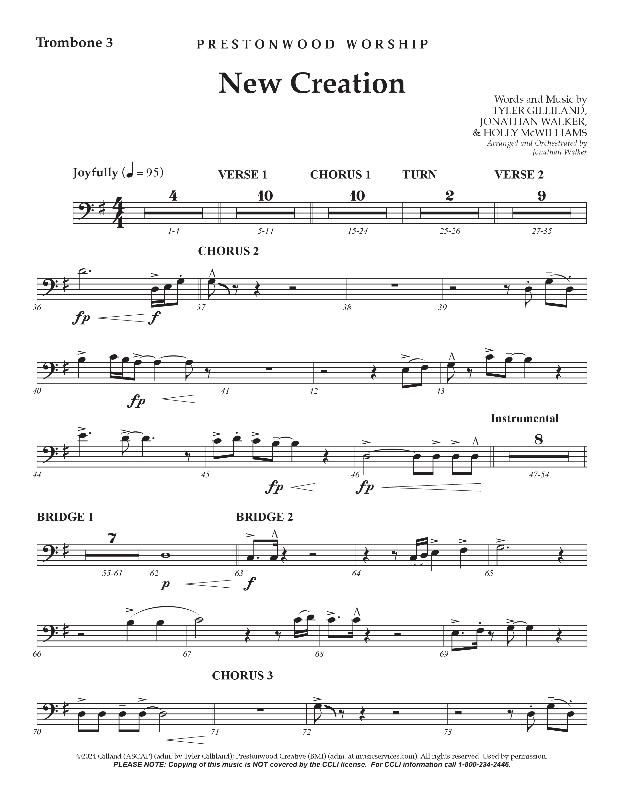 New Creation (Choral Anthem SATB) Trombone 3 (Prestonwood Worship / Arr. Jonathan Walker)