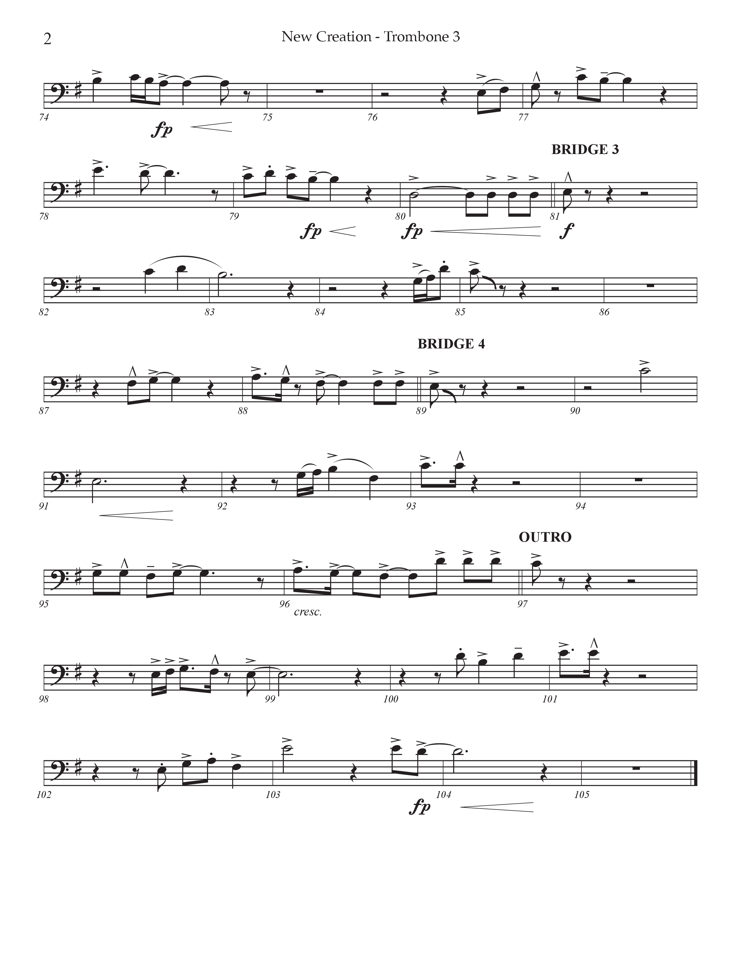 New Creation (Choral Anthem SATB) Trombone 3 (Prestonwood Worship / Arr. Jonathan Walker)