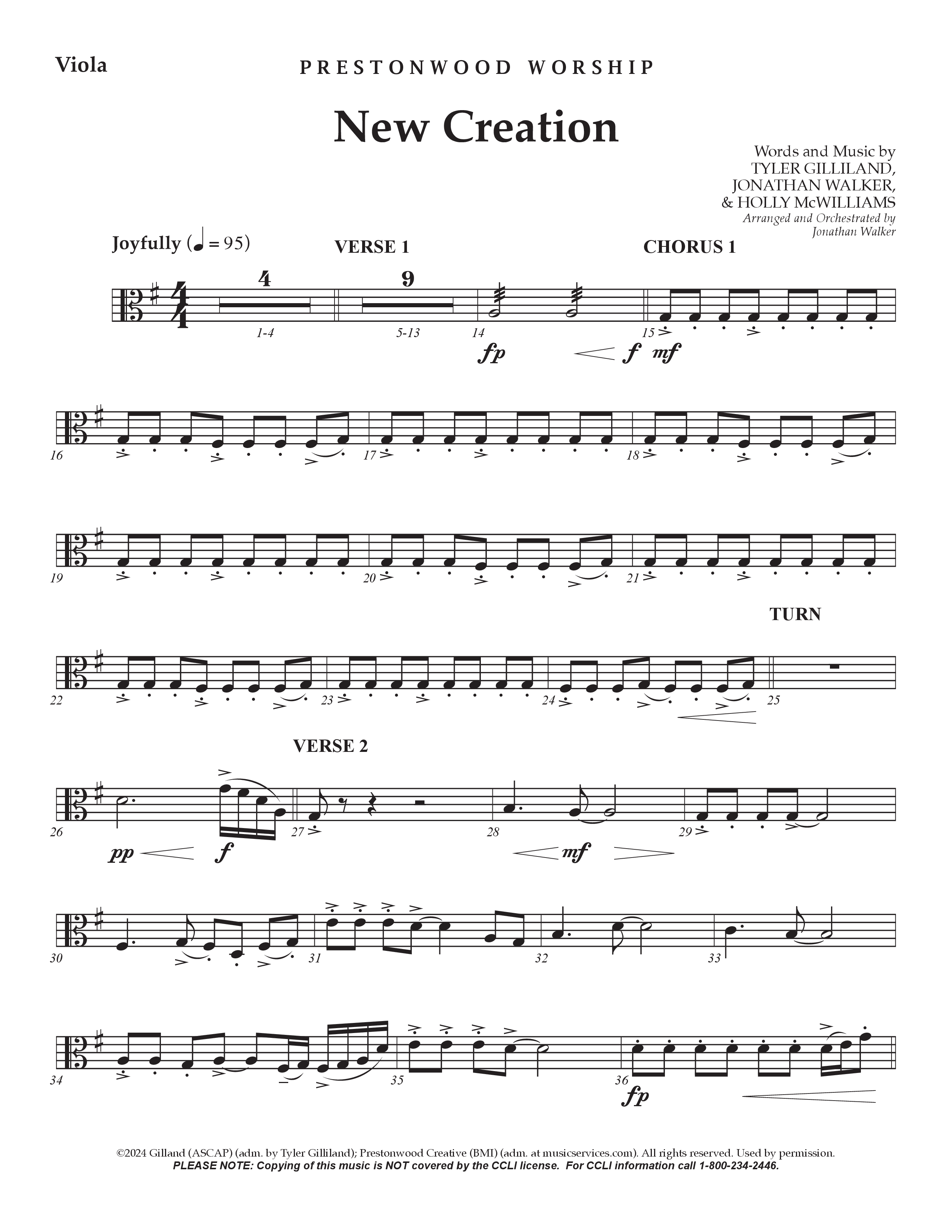 New Creation (Choral Anthem SATB) Viola (Prestonwood Worship / Arr. Jonathan Walker)