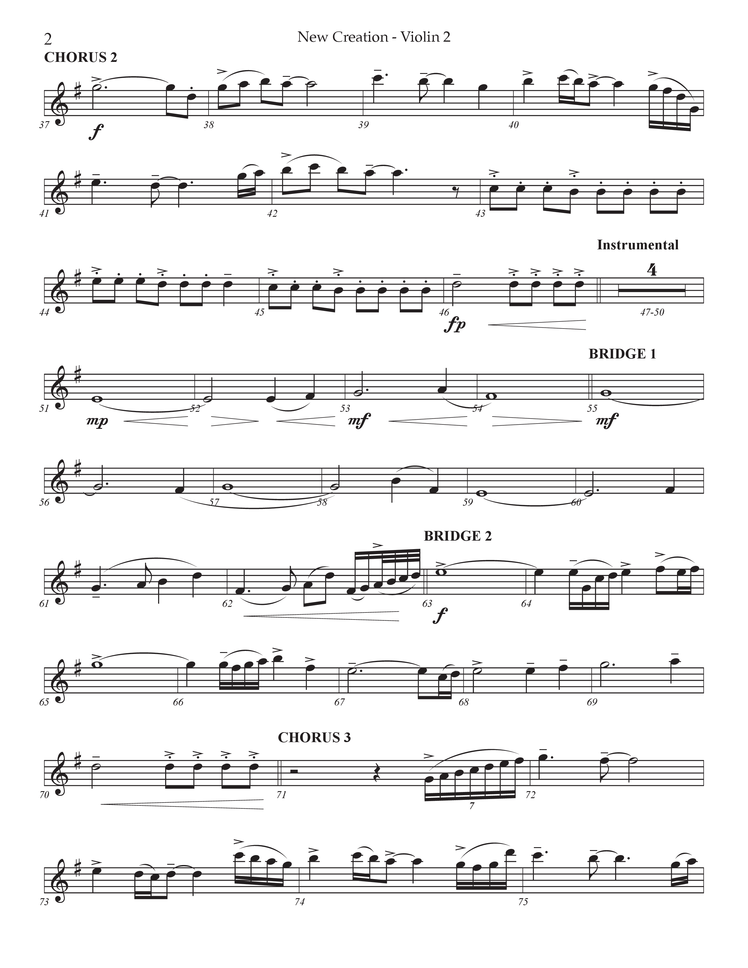 New Creation (Choral Anthem SATB) Violin 2 (Prestonwood Worship / Arr. Jonathan Walker)
