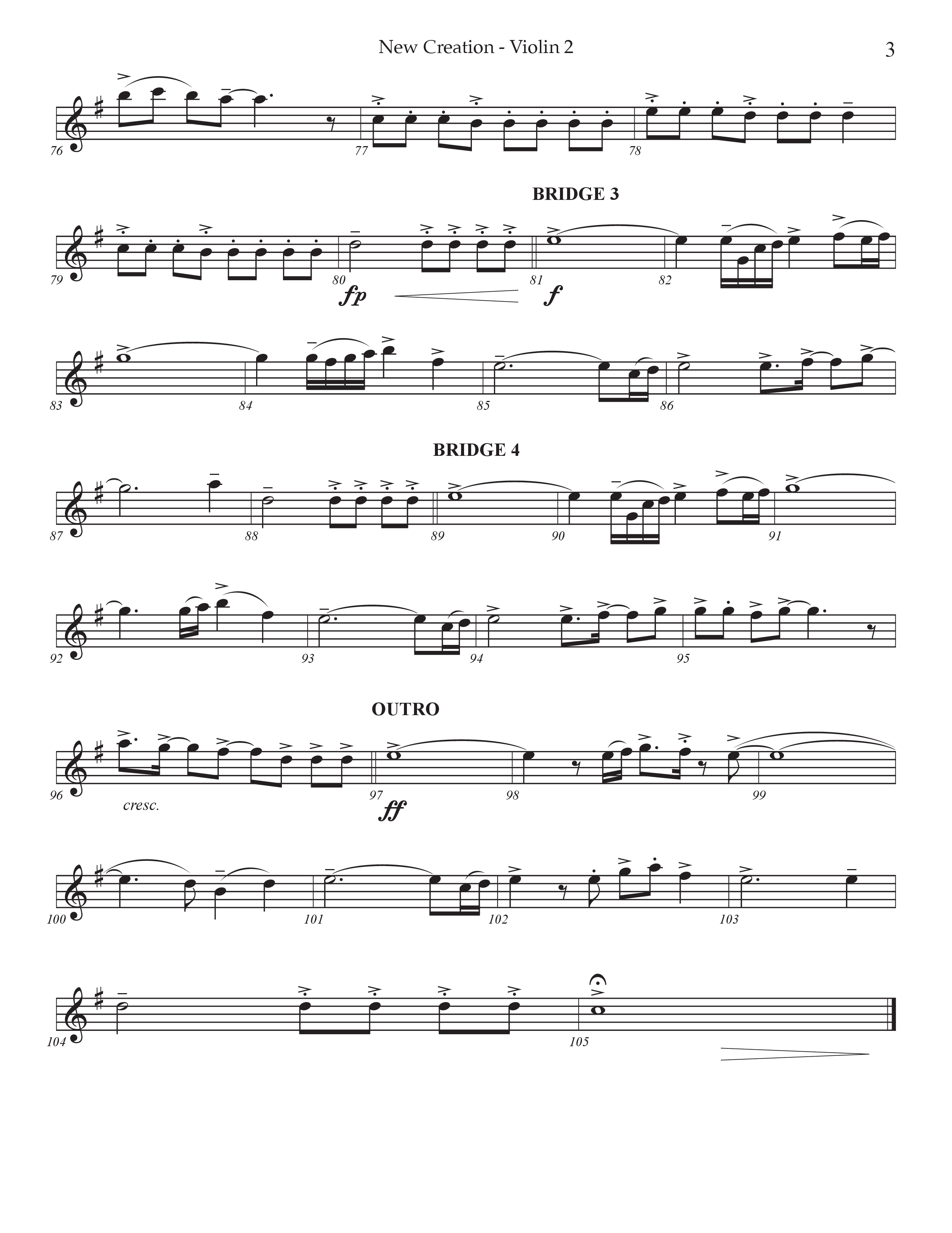 New Creation (Choral Anthem SATB) Violin 2 (Prestonwood Worship / Arr. Jonathan Walker)