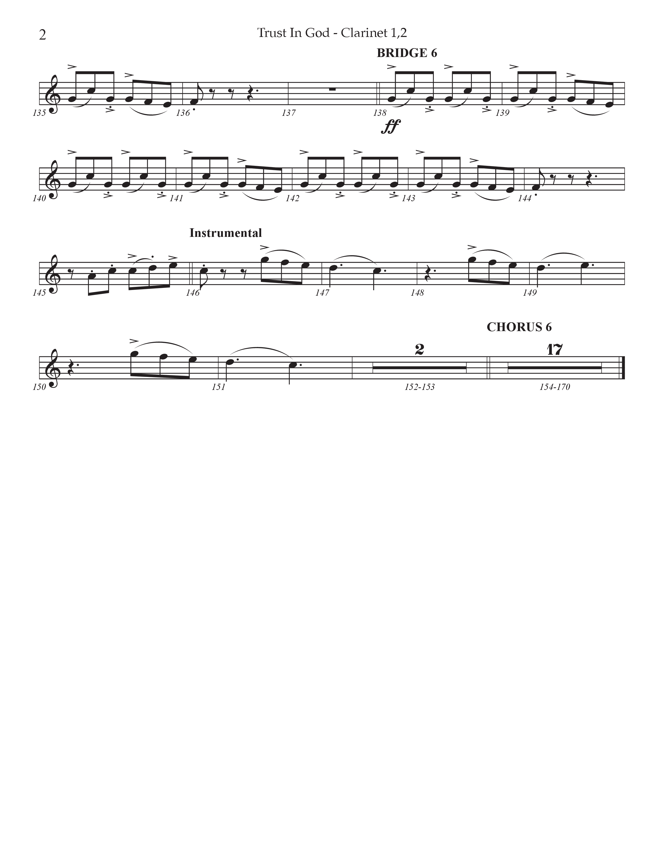 Trust In God (Choral Anthem SATB) Clarinet 1/2 (Prestonwood Worship / Arr. Jonathan Walker)
