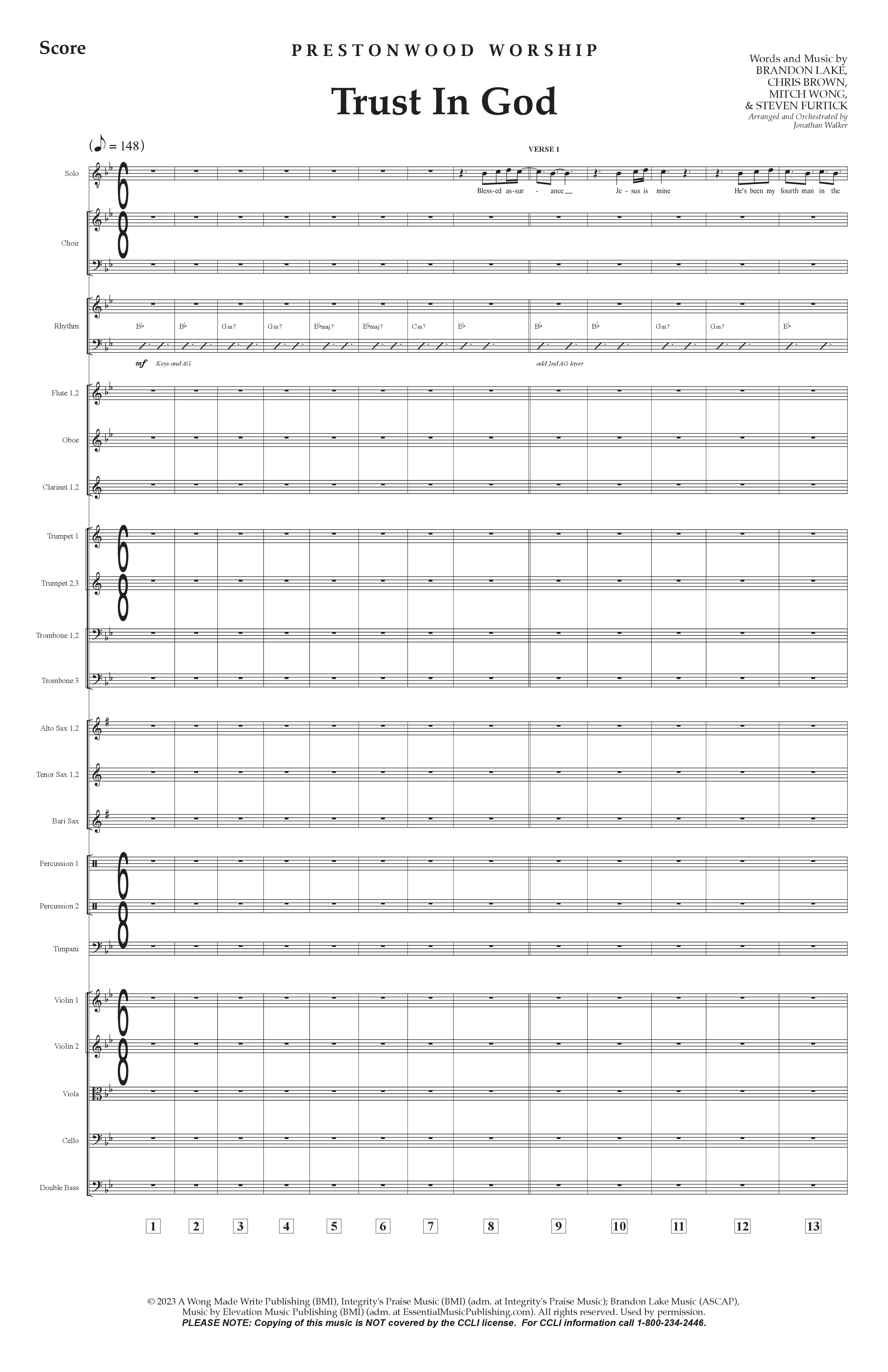 Trust In God (Choral Anthem SATB) Orchestration (Prestonwood Worship / Arr. Jonathan Walker)