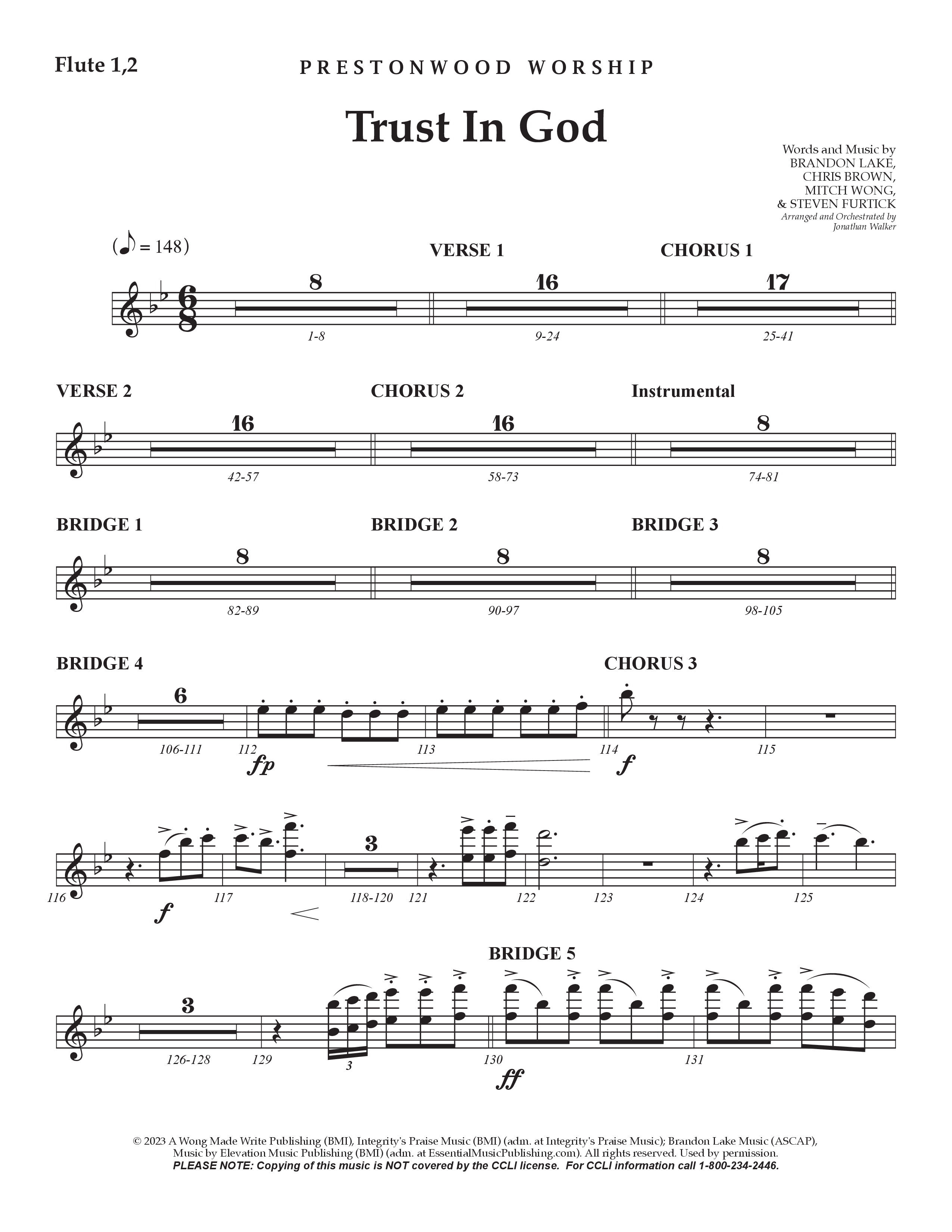 Trust In God (Choral Anthem SATB) Flute 1/2 (Prestonwood Worship / Arr. Jonathan Walker)