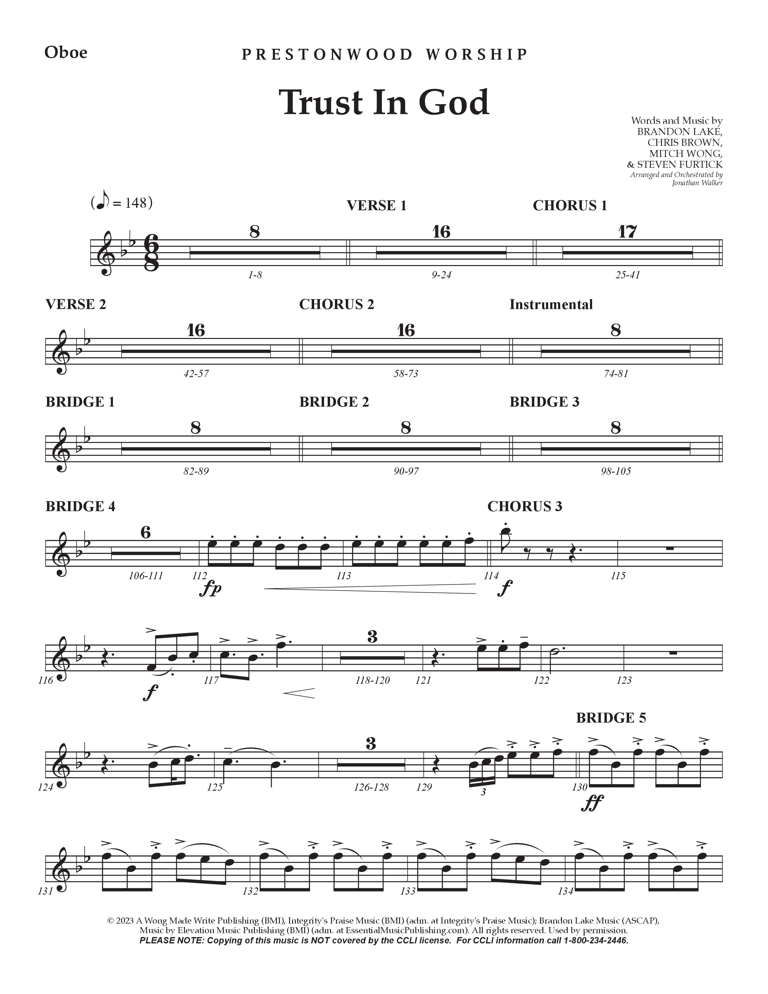 Trust In God (Choral Anthem SATB) Oboe (Prestonwood Worship / Arr. Jonathan Walker)