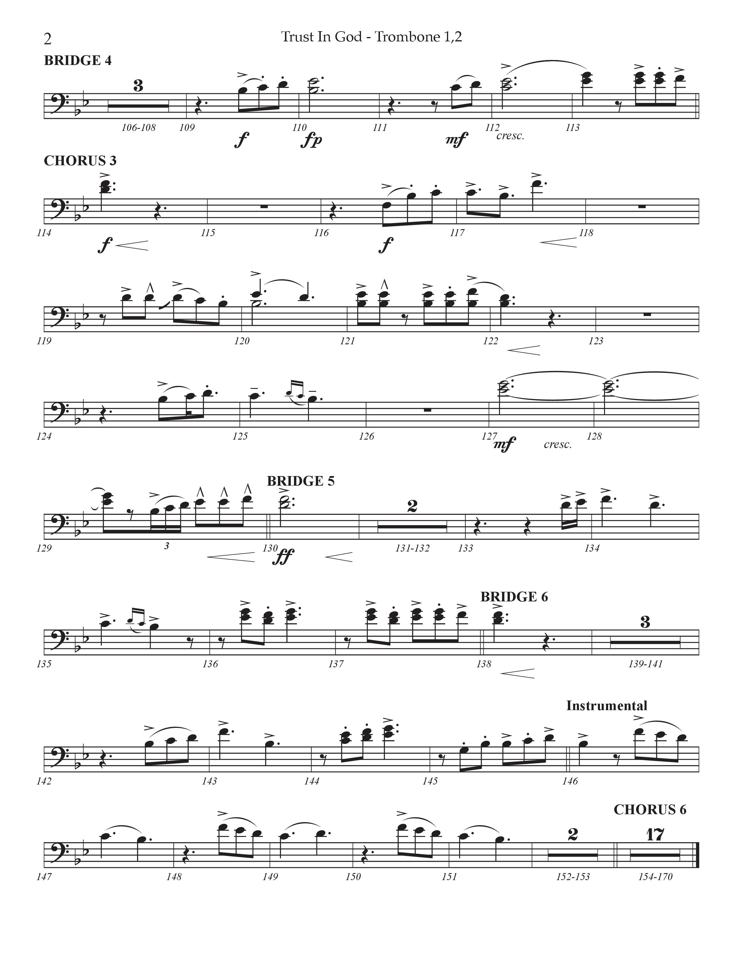 Trust In God (Choral Anthem SATB) Trombone 1/2 (Prestonwood Worship / Arr. Jonathan Walker)