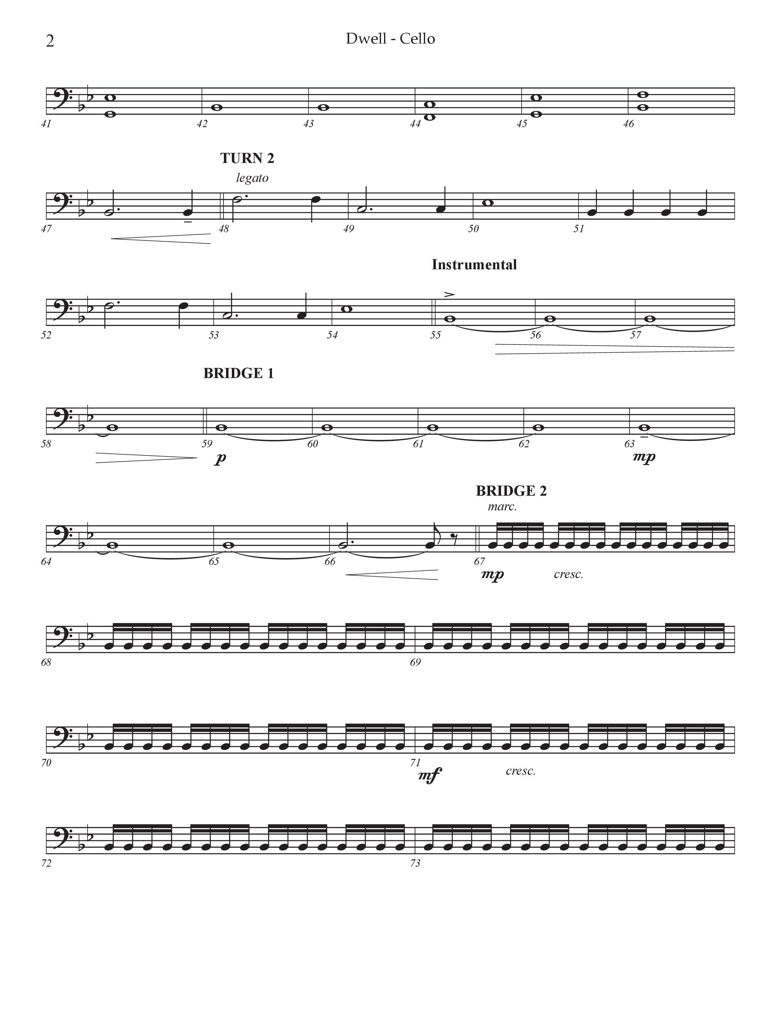 Dwell (Choral Anthem SATB) Cello (Prestonwood Worship / Arr. Jonathan Walker)