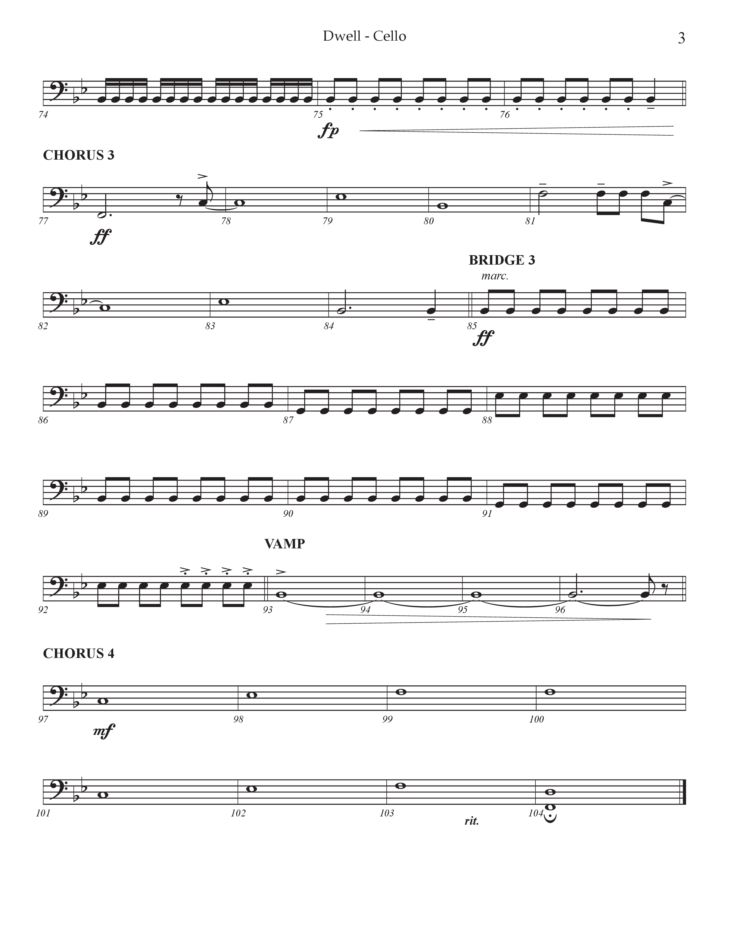 Dwell (Choral Anthem SATB) Cello (Prestonwood Worship / Arr. Jonathan Walker)