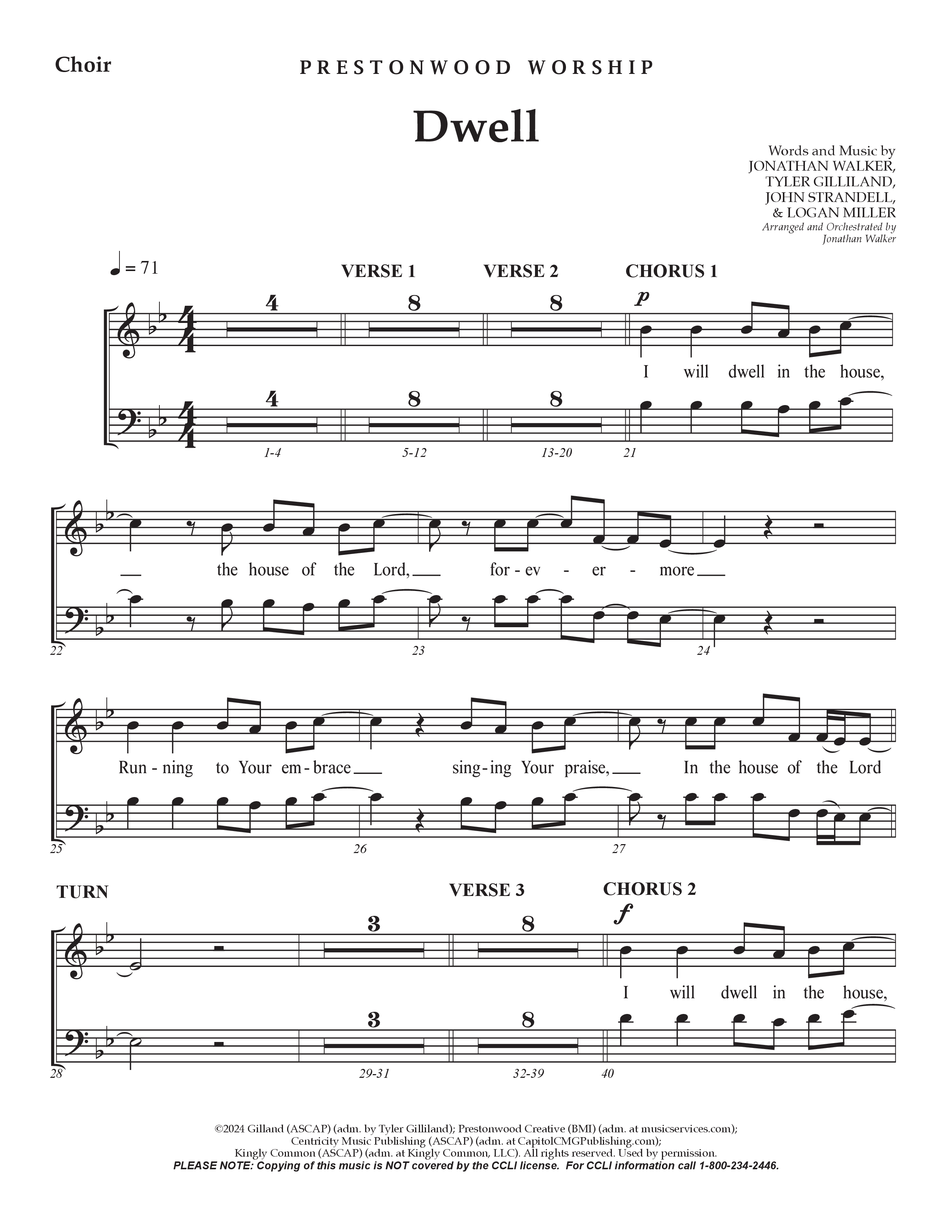 Dwell (Choral Anthem SATB) Choral Vocal Pack (Prestonwood Worship / Arr. Jonathan Walker)