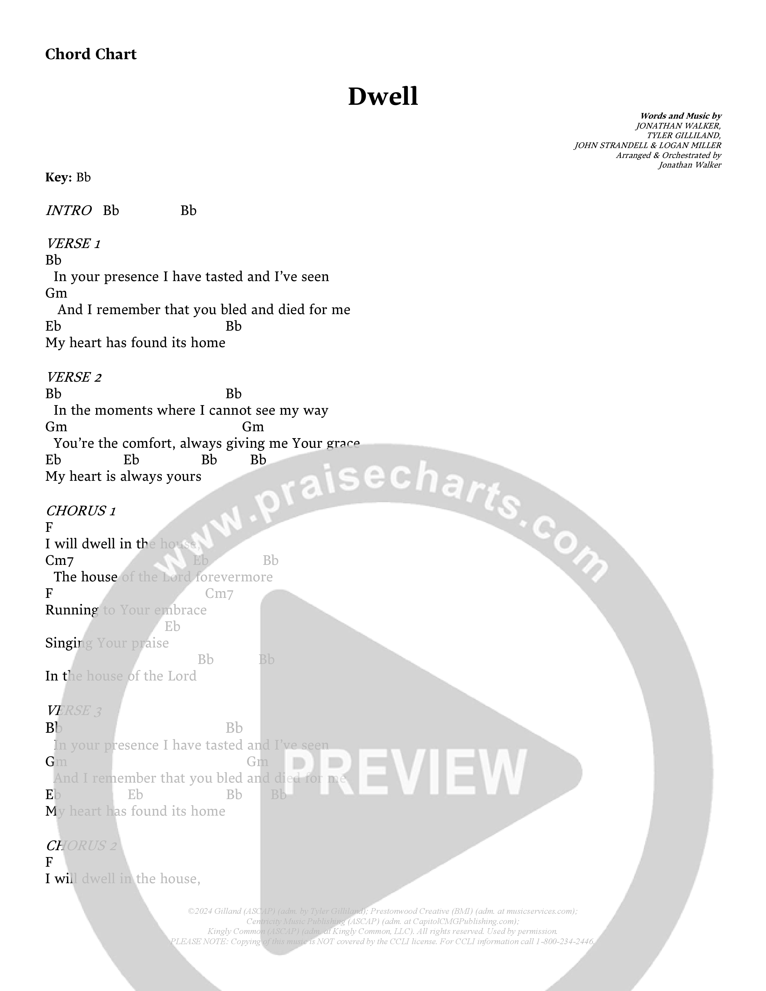 Dwell (Choral Anthem SATB) Chords & Lyrics (Prestonwood Worship / Arr. Jonathan Walker)