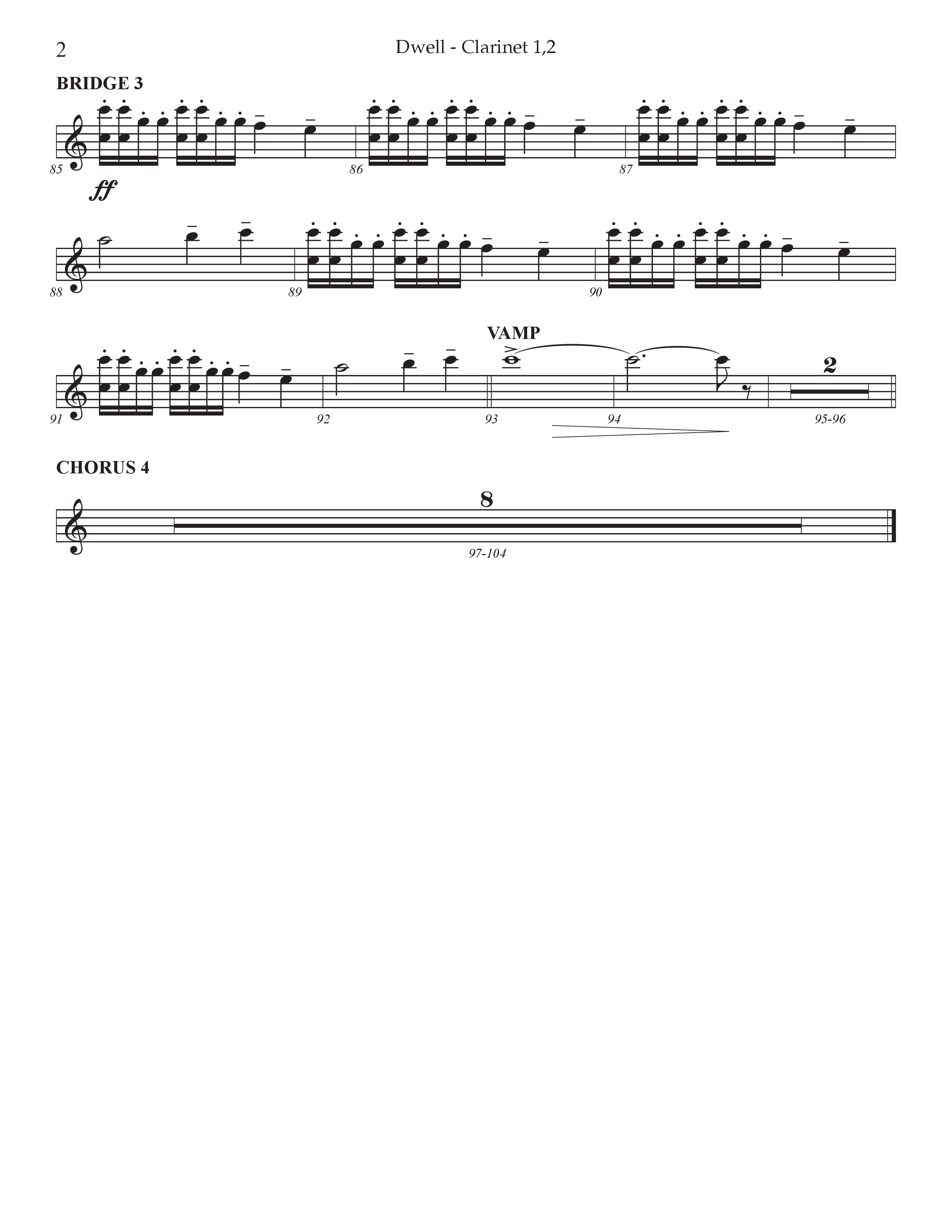 Dwell (Choral Anthem SATB) Clarinet 1/2 (Prestonwood Worship / Arr. Jonathan Walker)