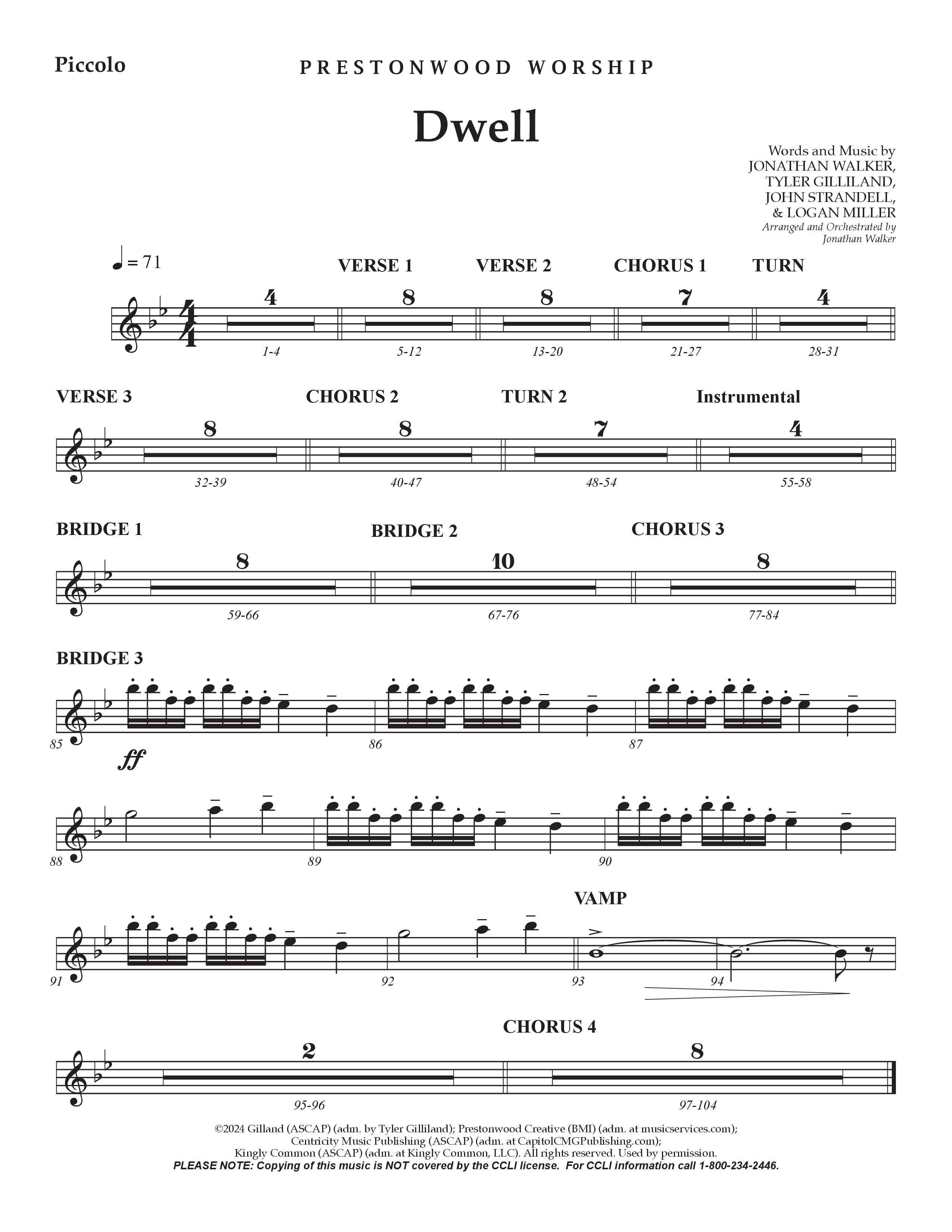 Dwell (Choral Anthem SATB) Percussion (Prestonwood Worship / Arr. Jonathan Walker)