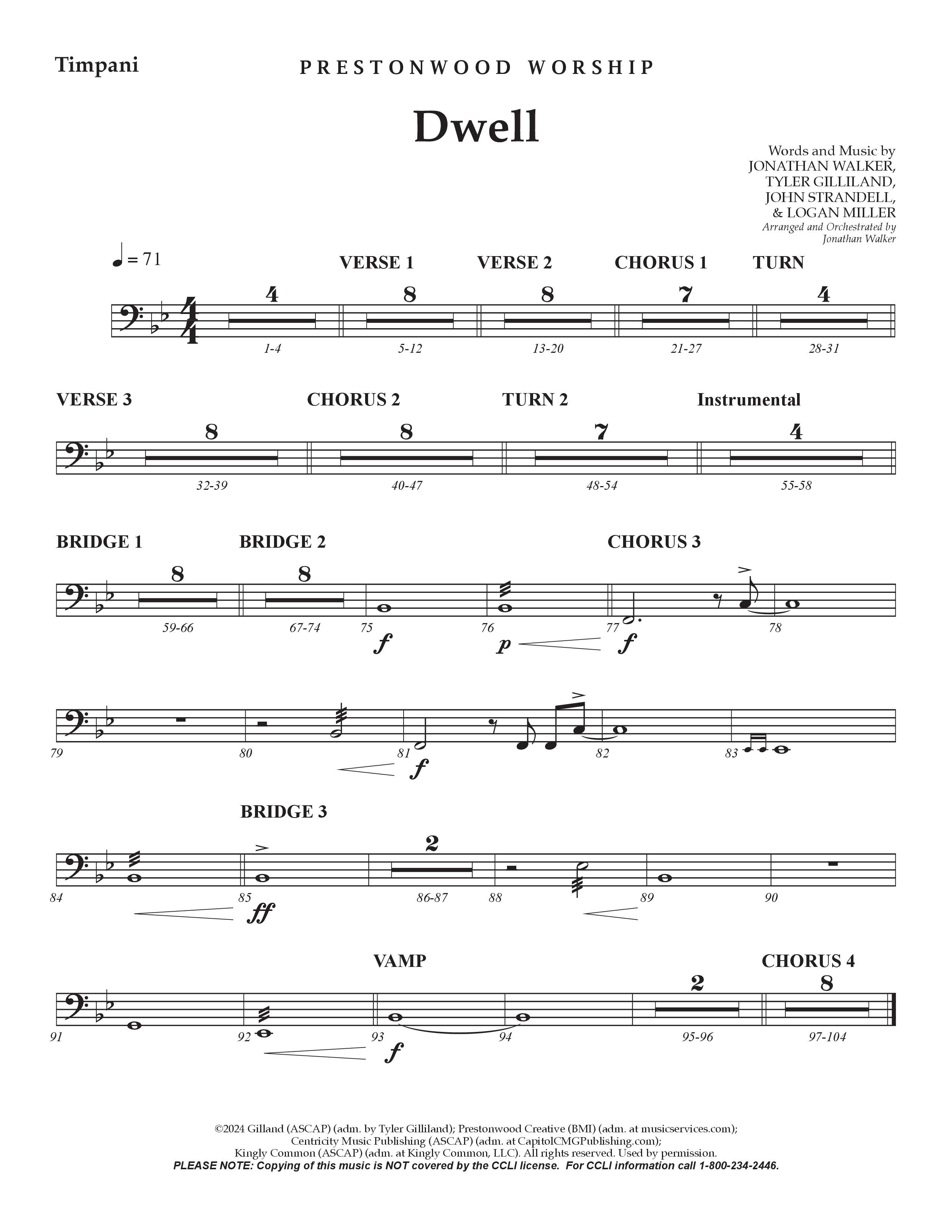 Dwell (Choral Anthem SATB) Timpani (Prestonwood Worship / Arr. Jonathan Walker)