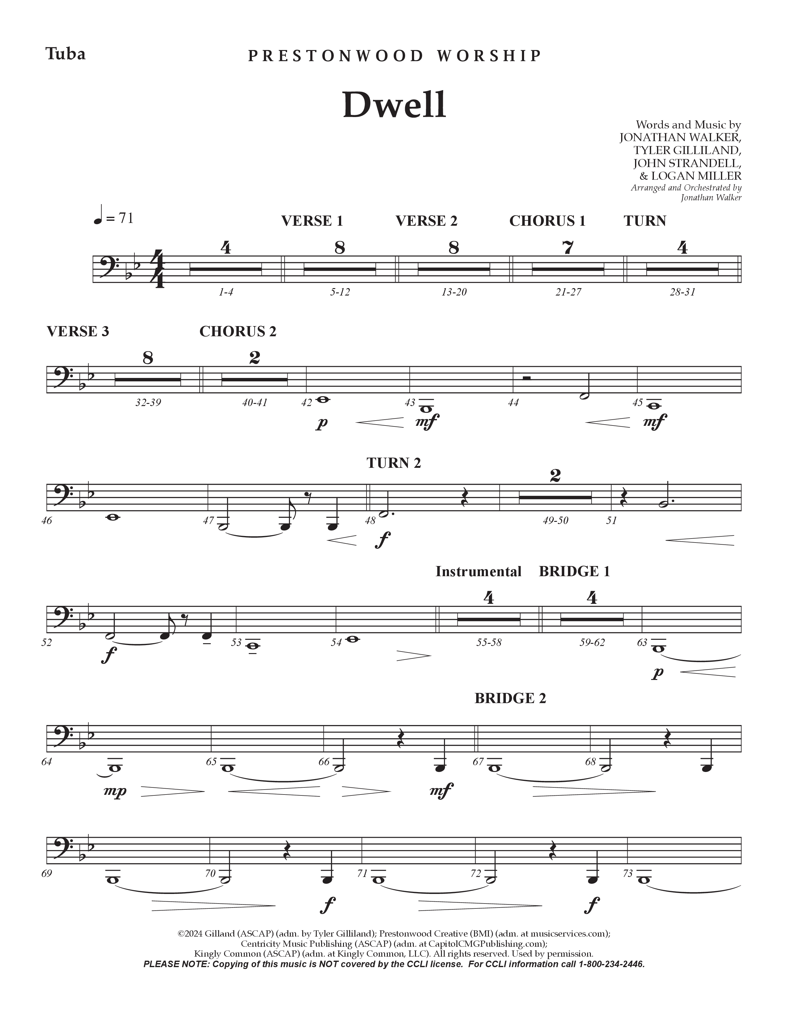 Dwell (Choral Anthem SATB) Tuba (Prestonwood Worship / Arr. Jonathan Walker)