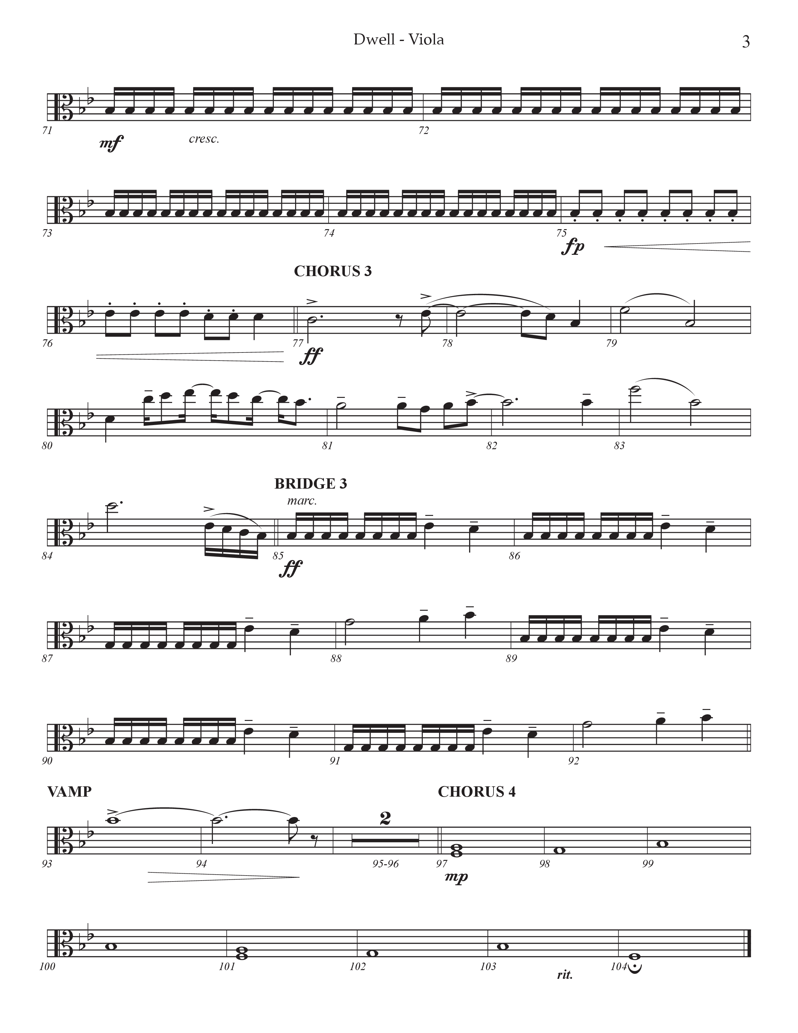 Dwell (Choral Anthem SATB) Viola (Prestonwood Worship / Arr. Jonathan Walker)